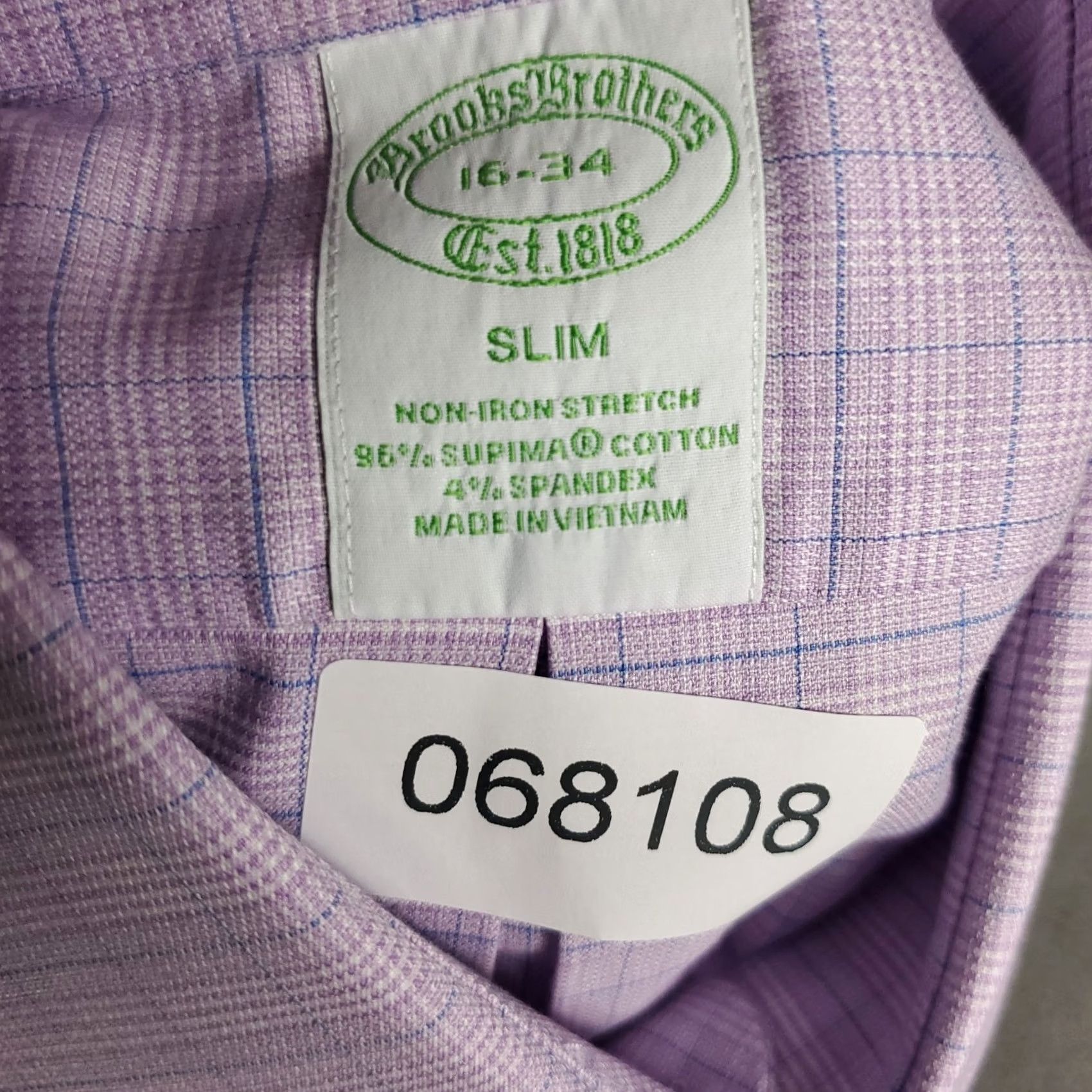 Brooks Brothers Brooks Brothers Shirt Mens 16 Purple Plaid Slim Dress Button Up Long Sleeve Size 42R - 7 Thumbnail
