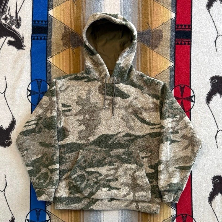 Vintage Cabela's Hoodie Mens M Brown Green Camo Berber Fleece Sweatshirt Hunting Outdoor Camouflage Pullover Long Sleeve Beige Size US M / EU 48-50 / 2 - 2 Thumbnail
