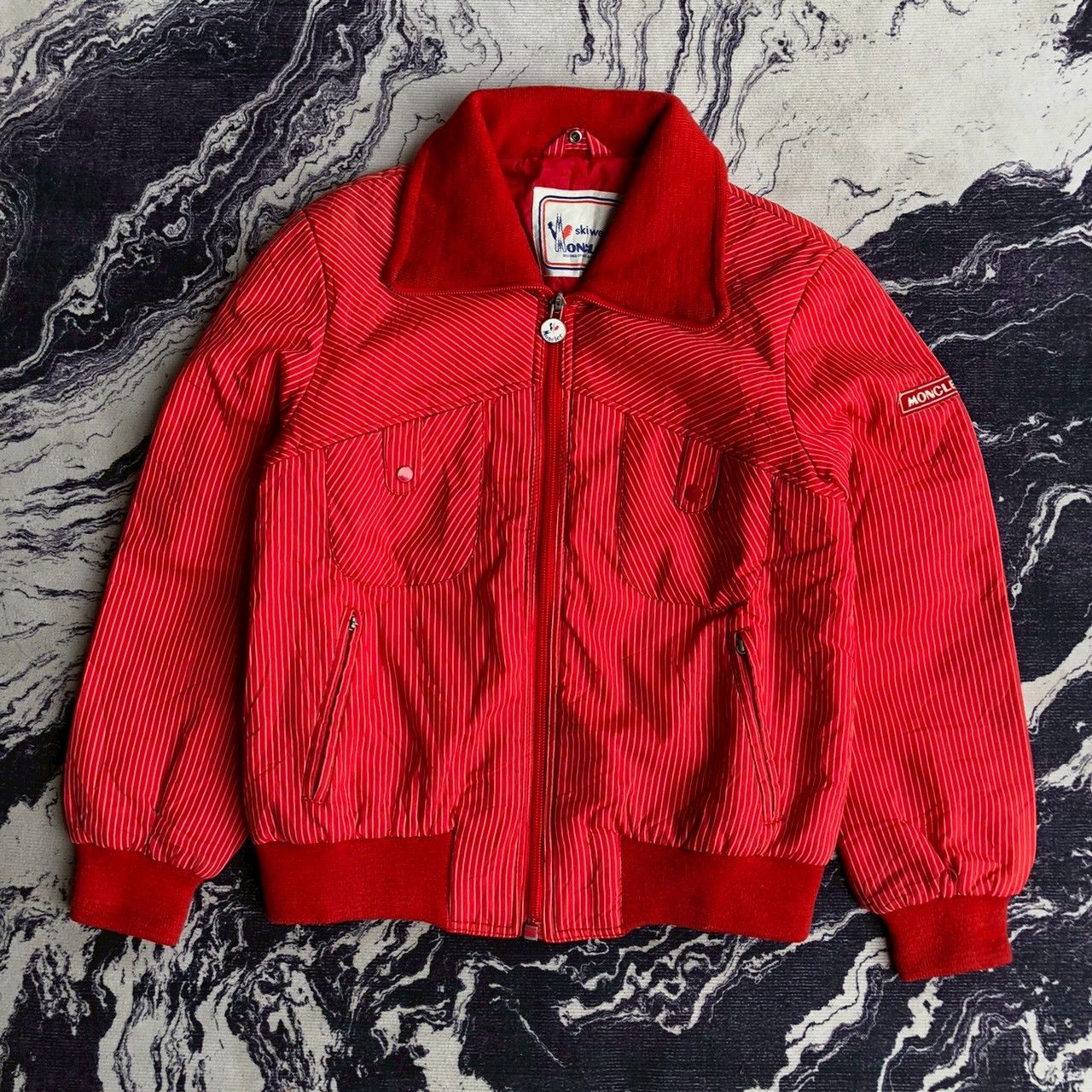 Moncler Grenoble Vintage 90s Moncler Grenoble Red Stripe Ski Jacket Size US S / EU 44-46 / 1 - 1 Thumbnail