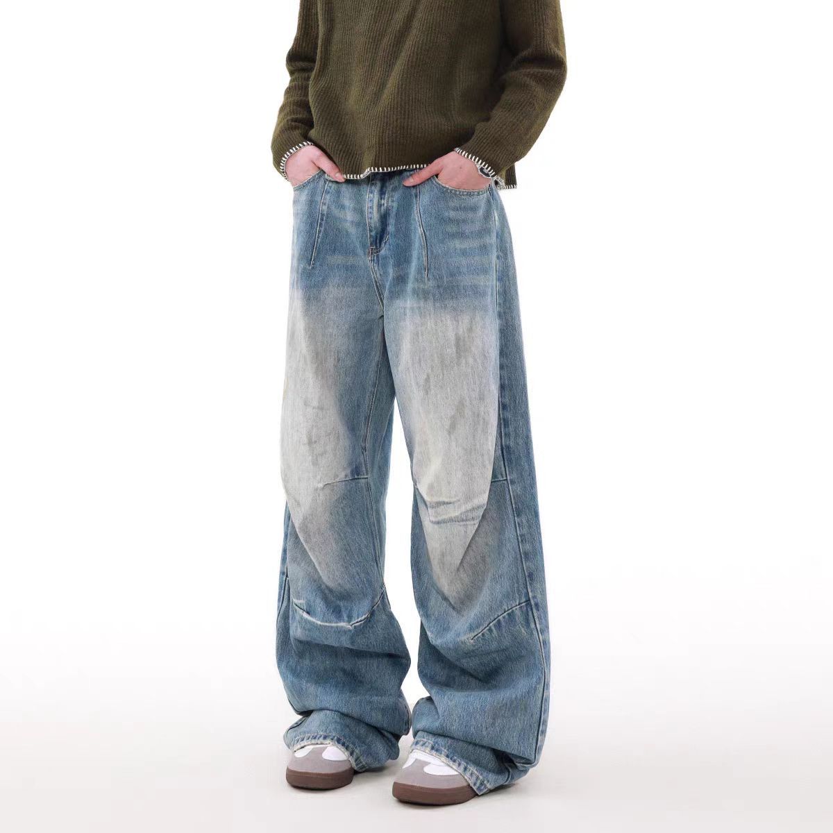 Japanese Brand × Jean Washed and frayed loose fit straight leg jeans Size US 32 / EU 48 - 5 Thumbnail