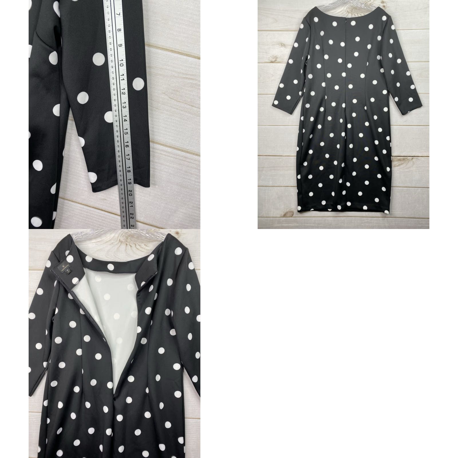 Worthington Worthington Dress Black Polka Dot Stretch 3/4 Sleeve Knee Length Career Sz 16 Size XXL / US 16-18 / IT 52-54 - 8 Thumbnail