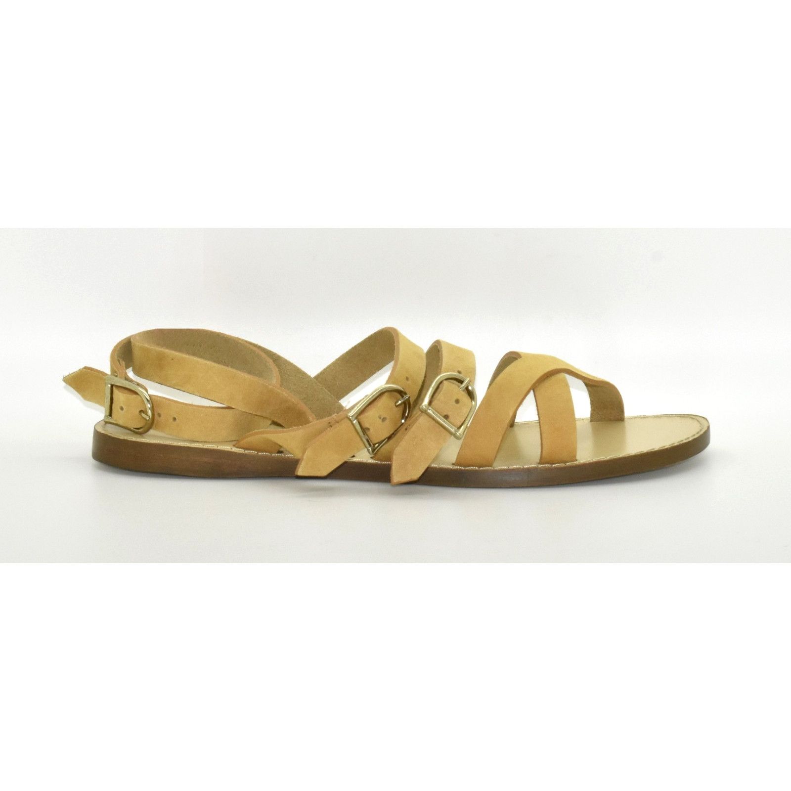 J.Crew J CREW Aria Suede Leather Buckle Strappy Flat Sandals Sz 8.5 Size US 8.5 / IT 38.5 - 2 Thumbnail