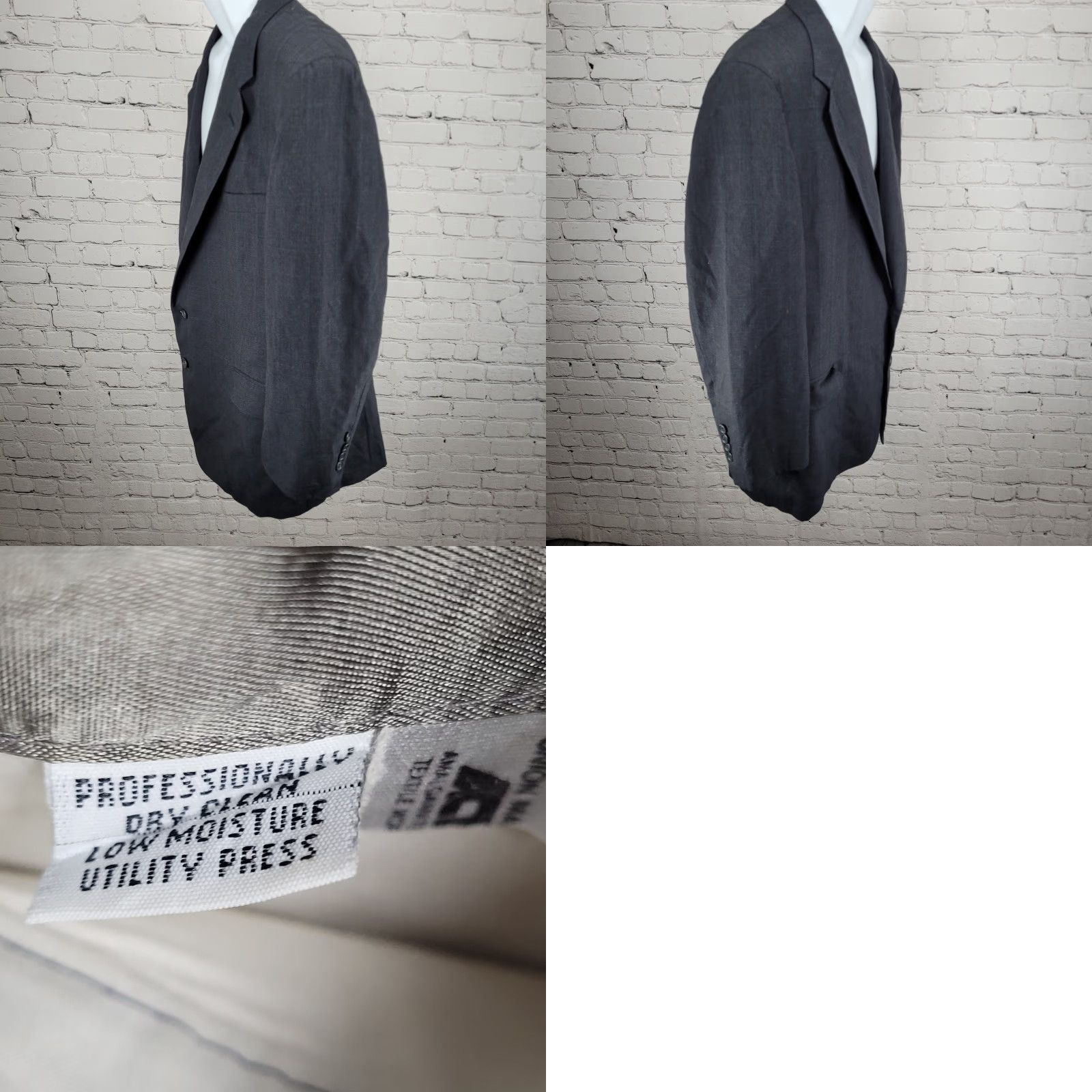 Vintage VINTAGE Cricketeer Grey Windowpane 2 Button Vented Notch Blazer Sport Coat USA 48 Size 48R - 9 Thumbnail