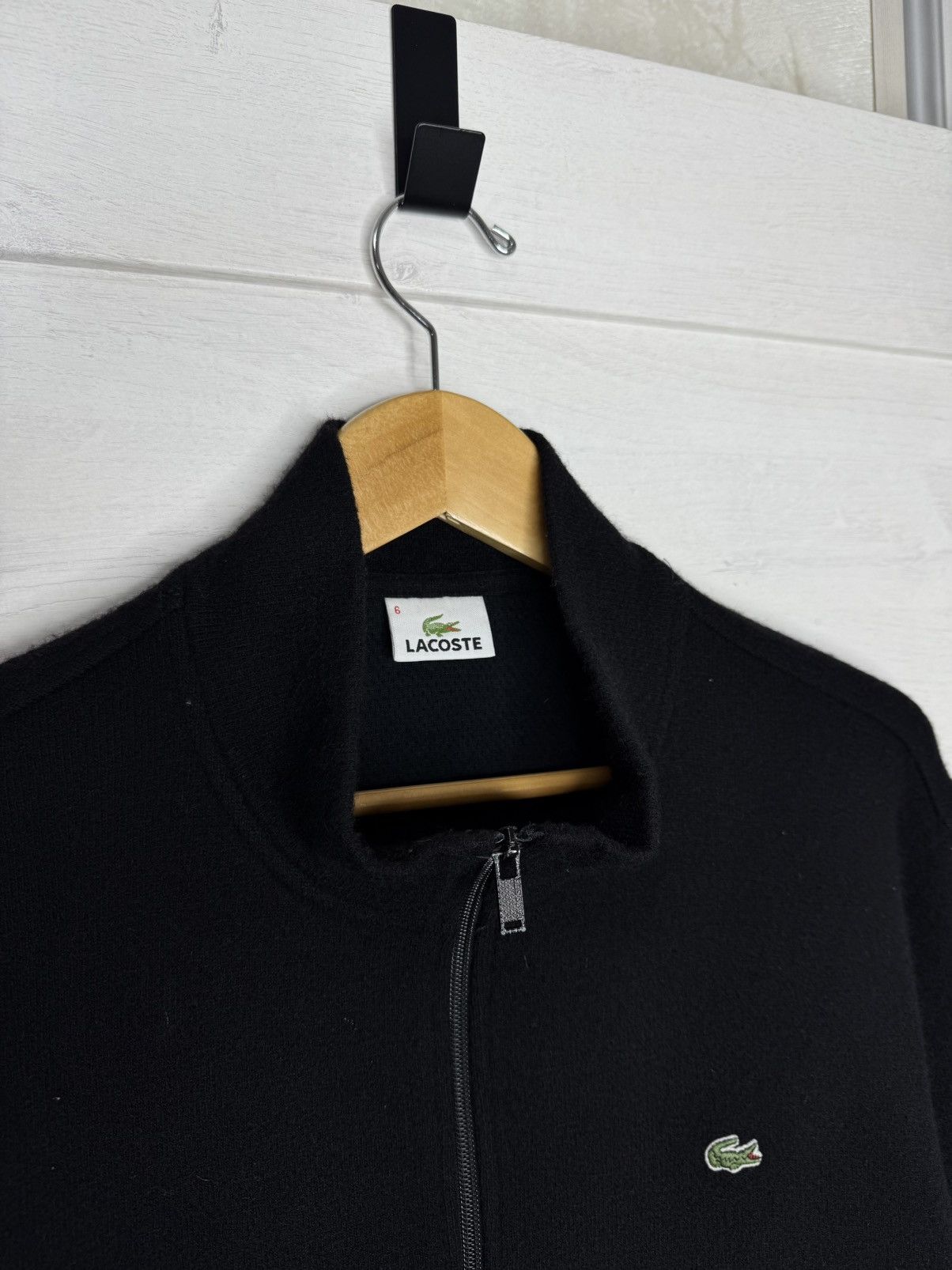 Lacoste Vintage Lacoste Wool Jacket Cardigan Black Old Money Y2K Size US XL / EU 56 / 4 - 3 Thumbnail