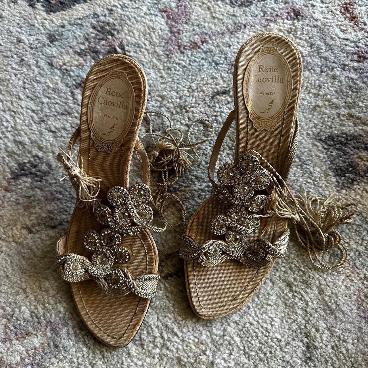 Designer Rene Caovilla Rhinestone Wrap Sandal Heels Size US 5.5 / IT 35.5 - 1 Thumbnail