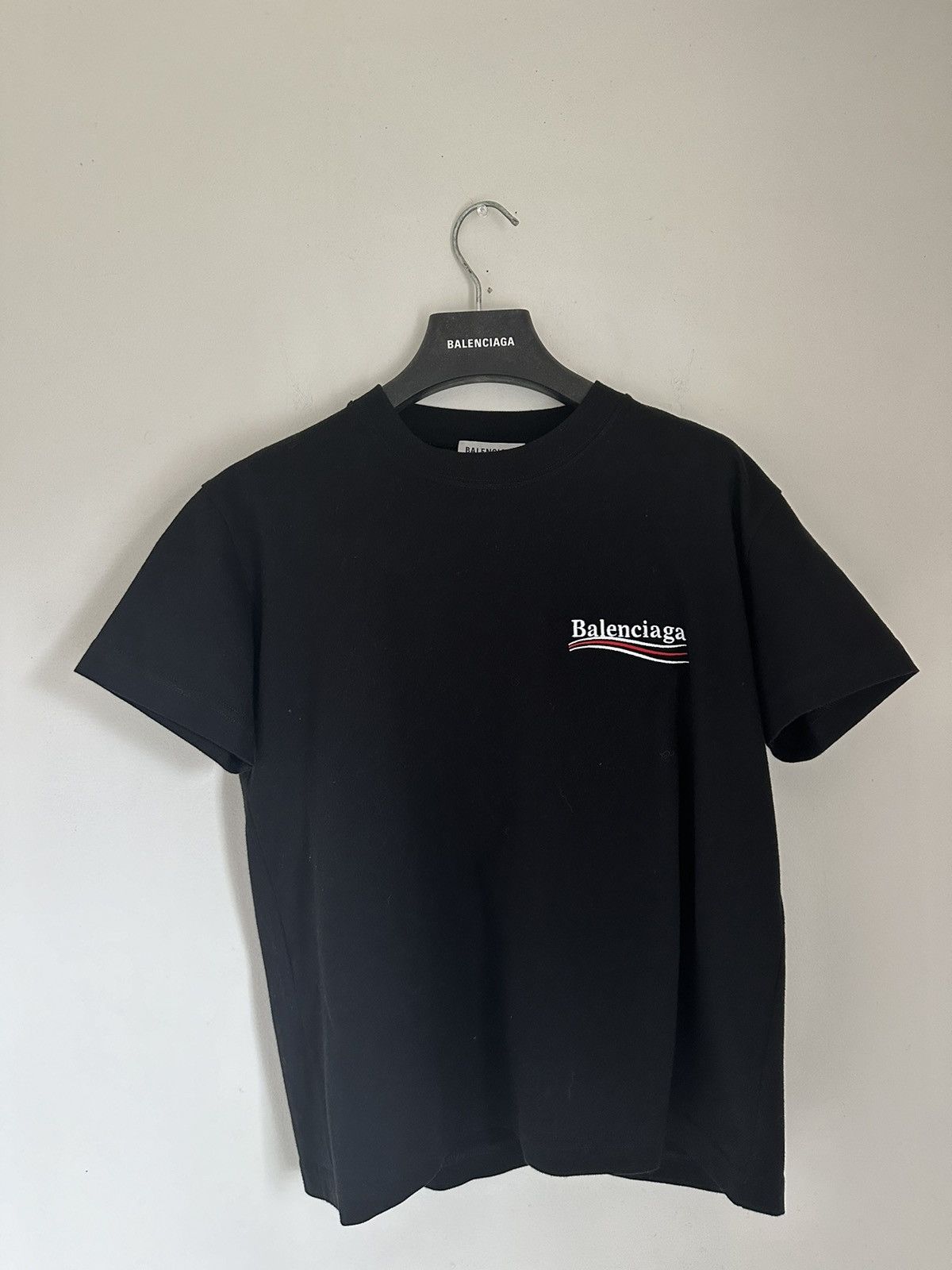 image of Balenciaga Political Campaign Slim Fit Unisex Shirt in Black, Men's (Size XL)