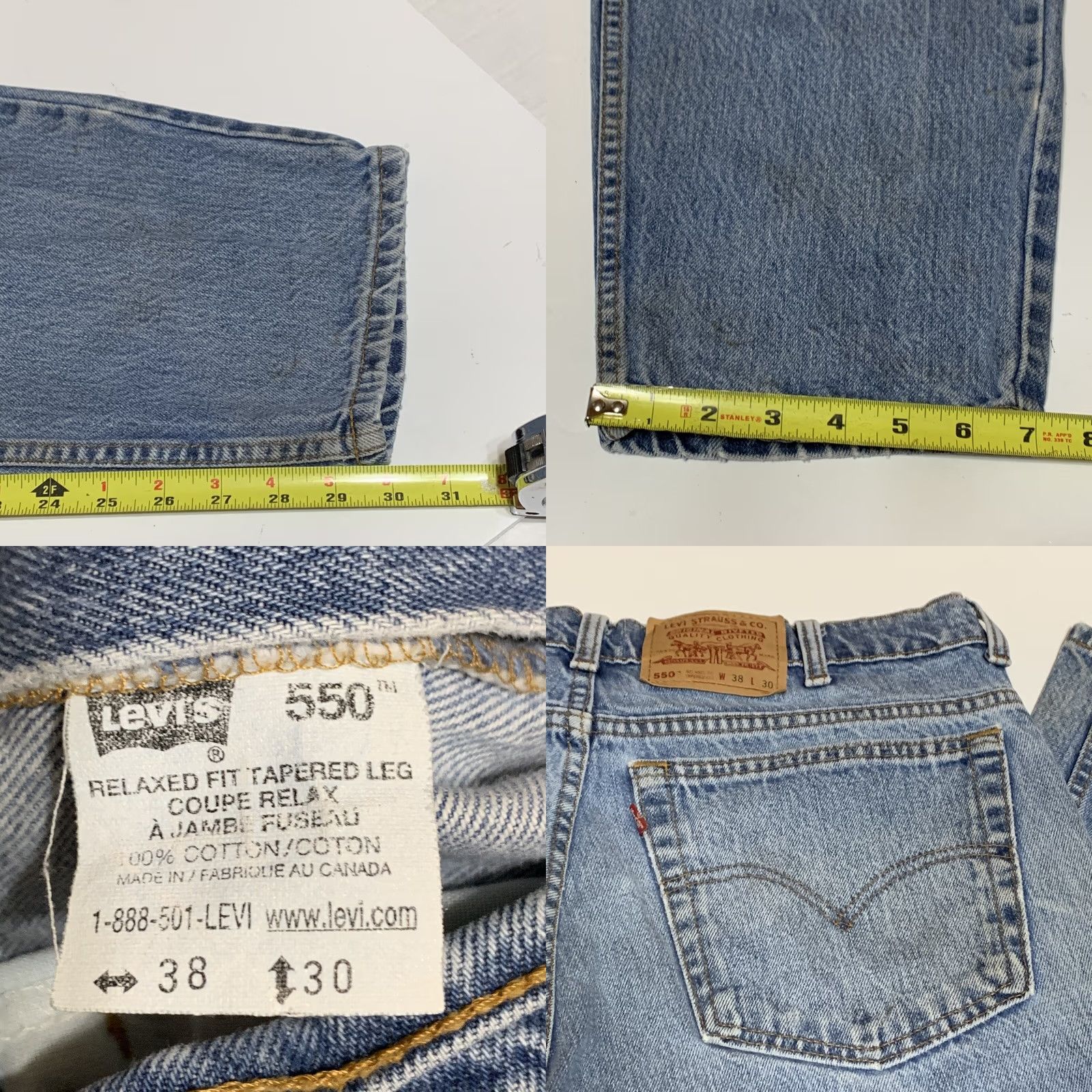 Levi's VINTAGE Levi's 550 Jeans Mens 36x30 Relaxed Tapered Leg Distressed Grunge Blue Denim 500 Series Mens Size US 36 / EU 52 - 8 Thumbnail