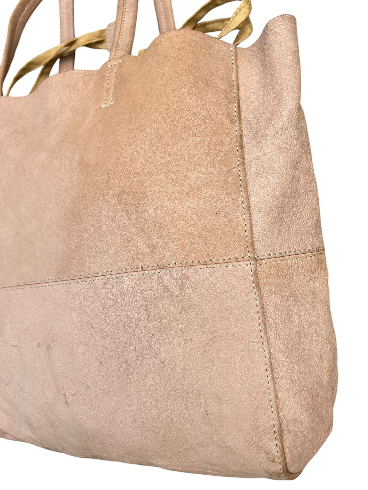 Japanese Brand × Leather Vintage CIMABUE Japan Fade Patina Leather Tote Bag Size ONE SIZE - 9 Thumbnail