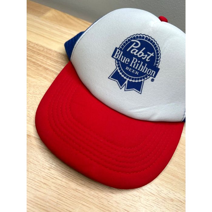 Vintage Pabst Blue Ribbon Beer Trucker Hat Mens Blue Snapback Cap ...