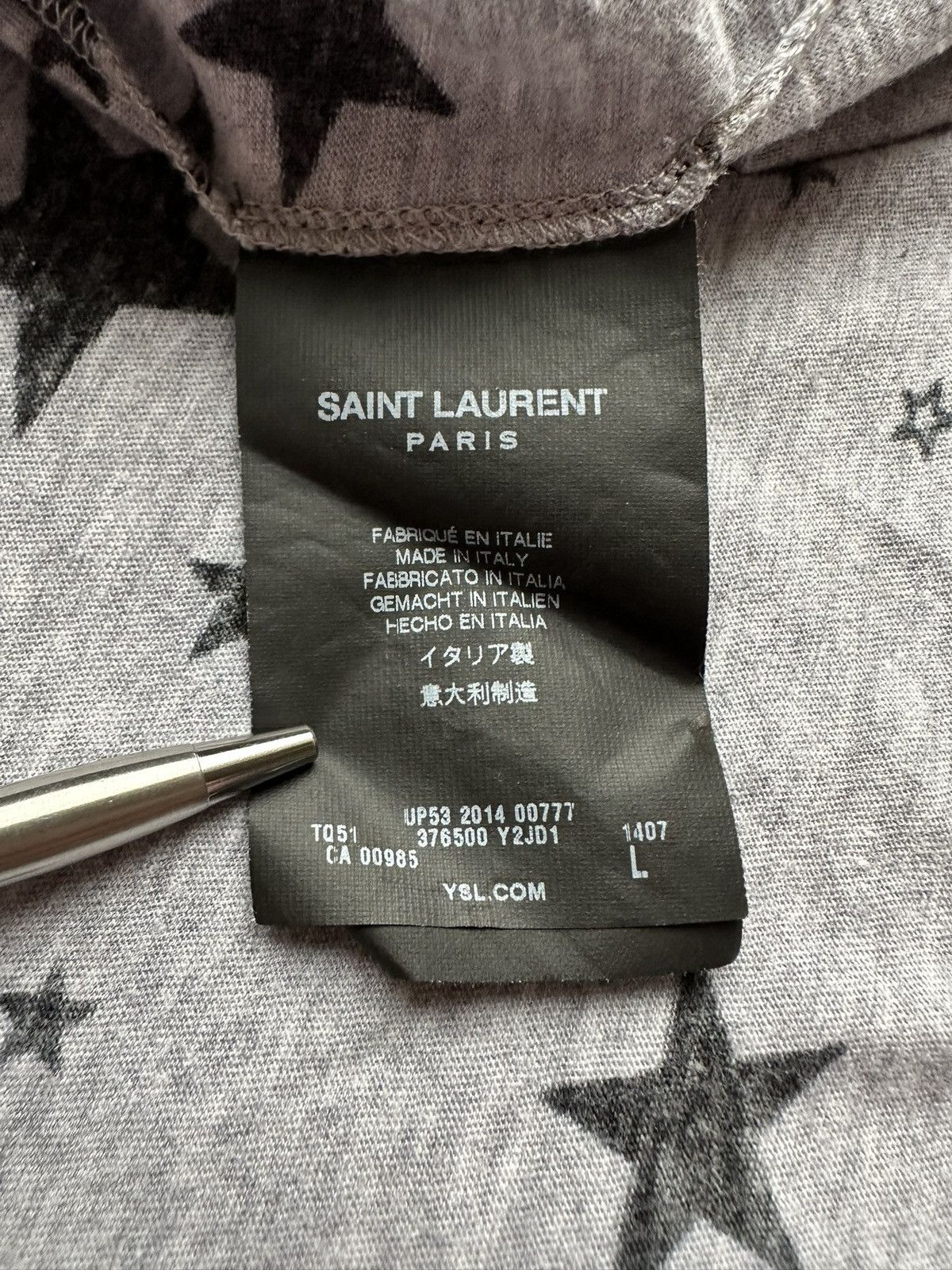 Saint Laurent Paris SS15 Saint Laurent star logo grey t shirt Psych Rock Hedi L Size US L / EU 52-54 / 3 - 18 Thumbnail