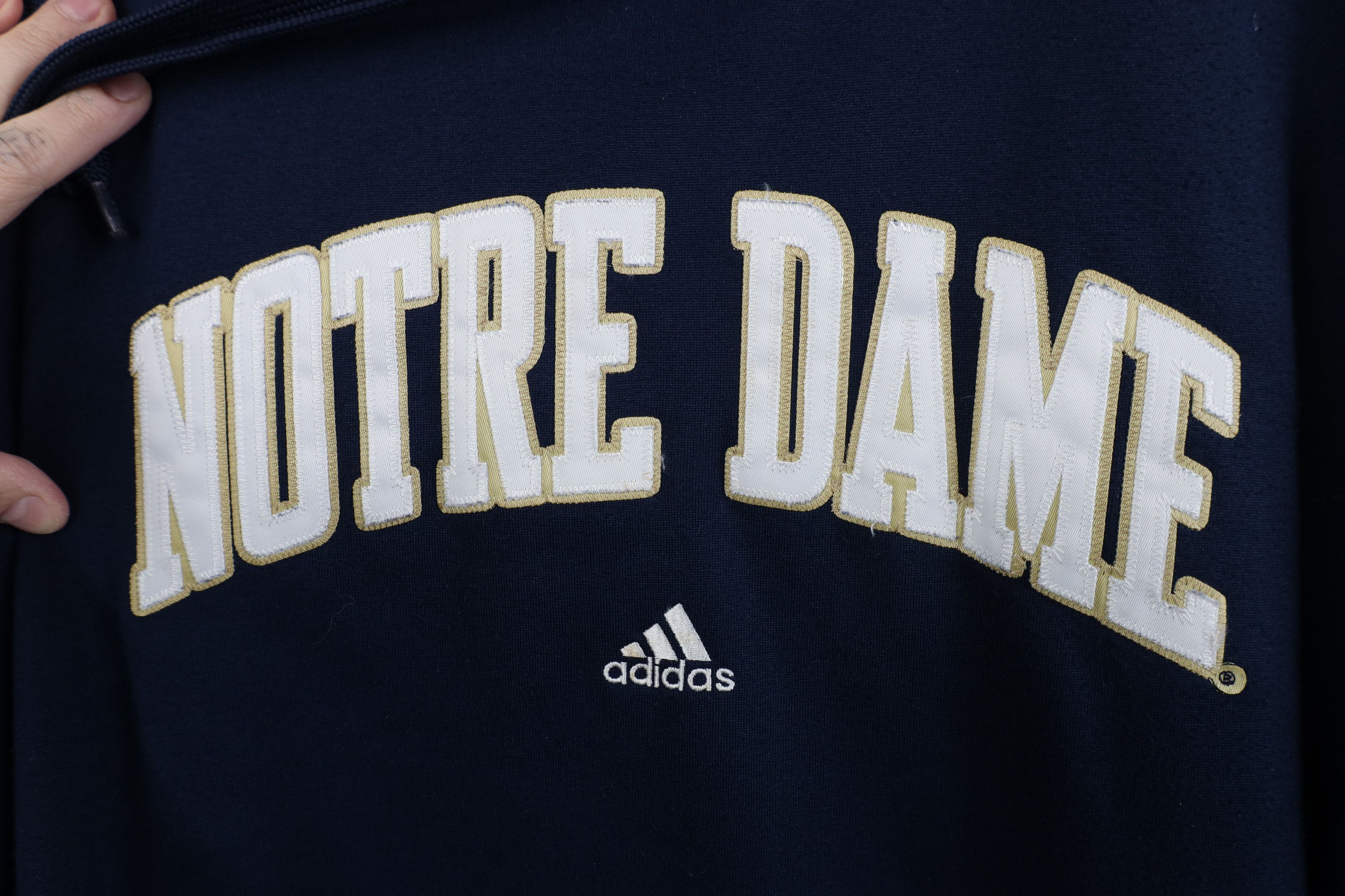 Adidas Vintage Adidas Notre Dame University Hoodie Sweatshirt Blue Size US XXL / EU 58 / 5 - 4 Thumbnail