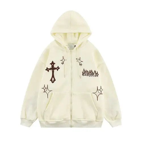 Japanese Brand Hoodie Sweatshirt Harajuku Hip Hop Gothic Cross Style y2k Size US M / EU 48-50 / 2 - 7 Thumbnail