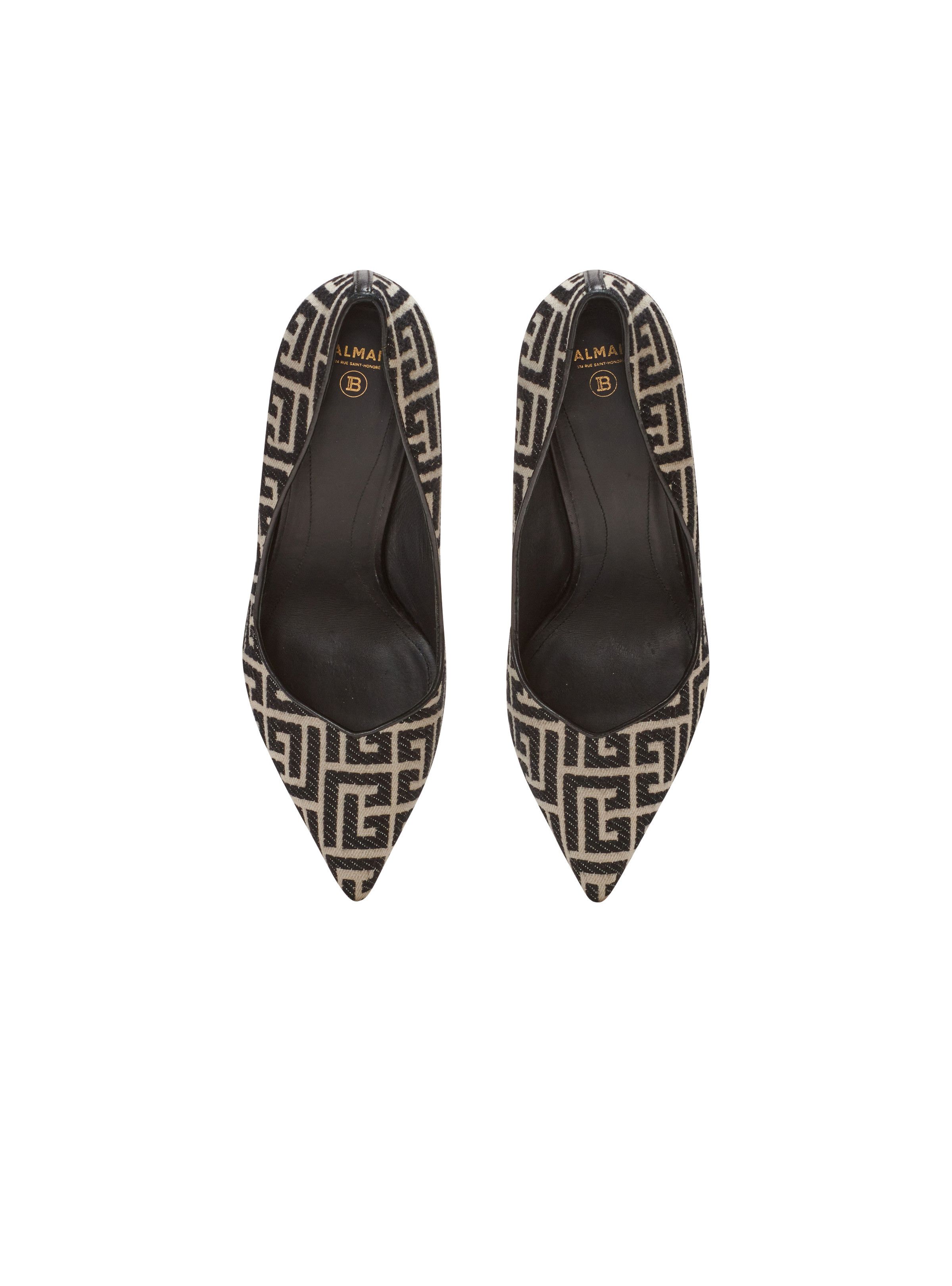 Balmain o1s1wg110925 Ruby Stilettos With Jacquard Monogram in Black Size US 10 / IT 40 - 3 Thumbnail