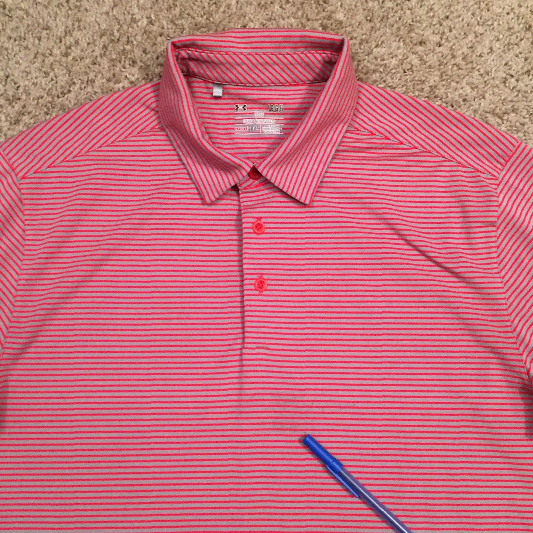 Under Armour Under Armour Polo Shirt Mens L Gray Striped Short Sleeve Heat Gear Polo Shirt Mens L Gray Striped Short Sleeve Size US L / EU 52-54 / 3 - 3 Thumbnail