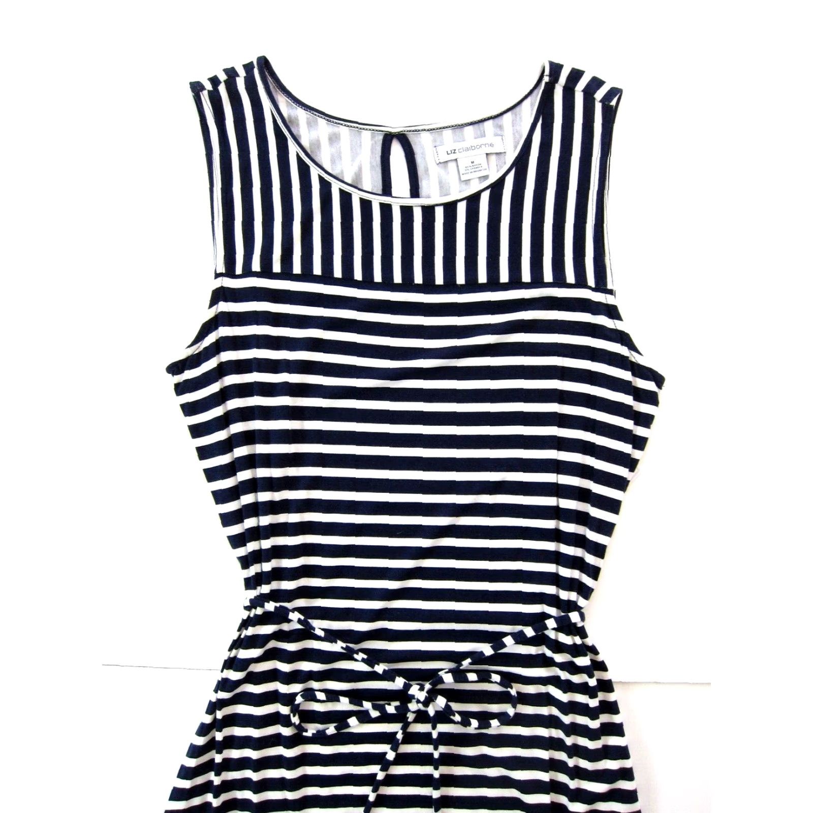 Liz Claiborne NWT Liz Claiborne Blue White Stripe Rayon Stretch Sheath Tank Sun Dress Medium Size M / US 6-8 / IT 42-44 - 5 Thumbnail