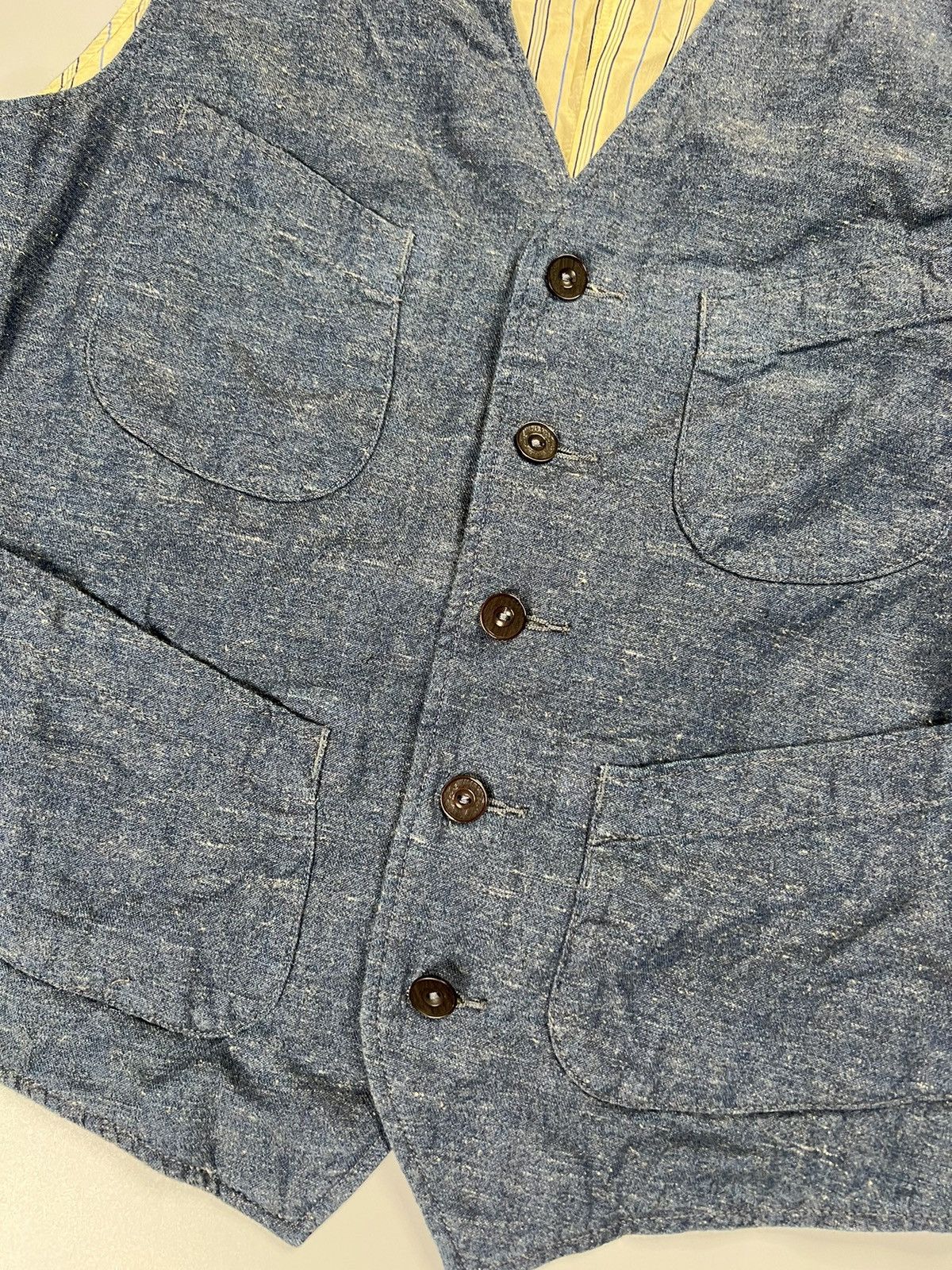 RRL Ralph Lauren RRL Cinch Back Indigo Cotton Vest Size US S / EU 44-46 / 1 - 3 Thumbnail