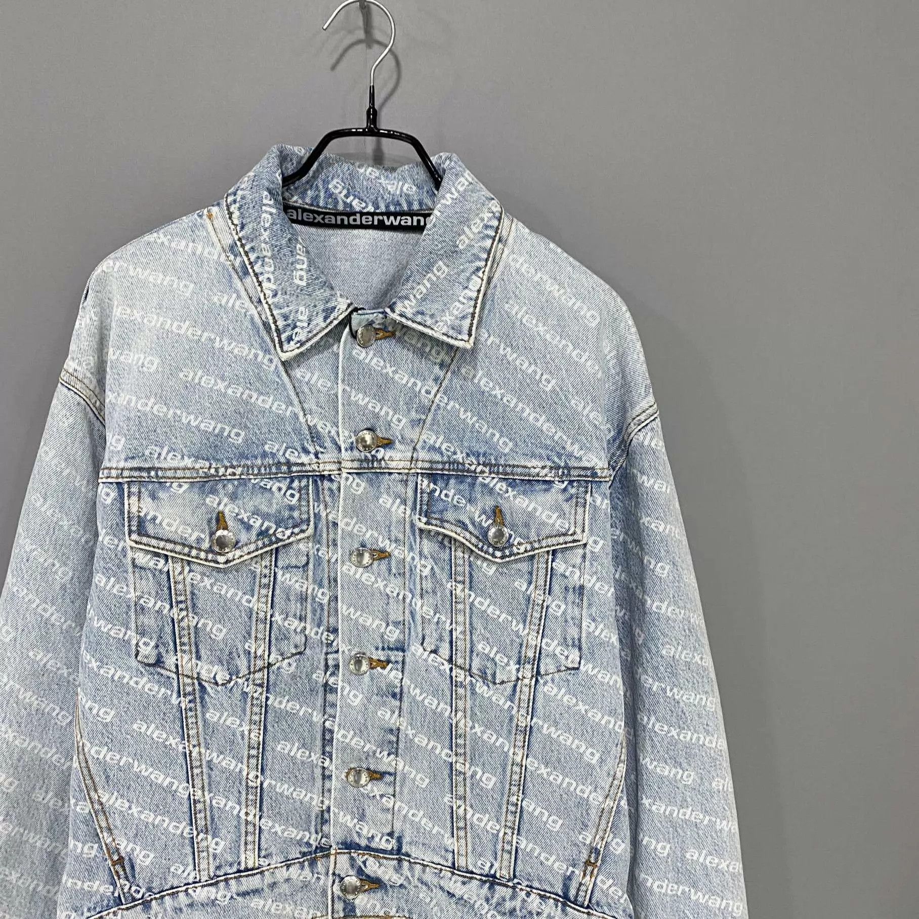 Alexander Wang Alexander Wang Light Blue Full Print XS Washed Denim Jacket Size US XS / EU 42 / 0 - 2 Thumbnail