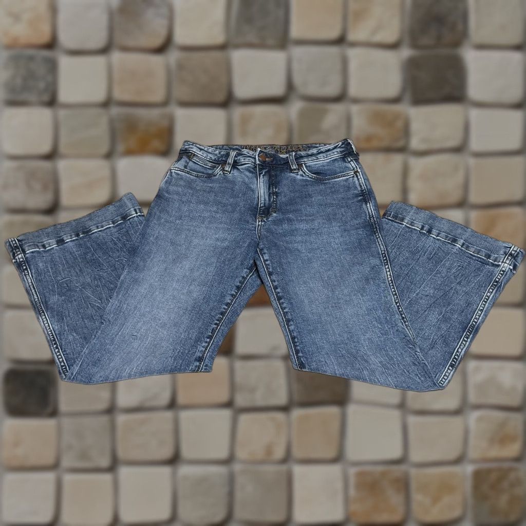 Wrangler Wrangler Retro Jeans Flared 5-Pocket Denim Blue Regular Women 30 x 28/30 High Rise Trouser Jeans Western Size 30" / US 8 / IT 44 - 1 Thumbnail