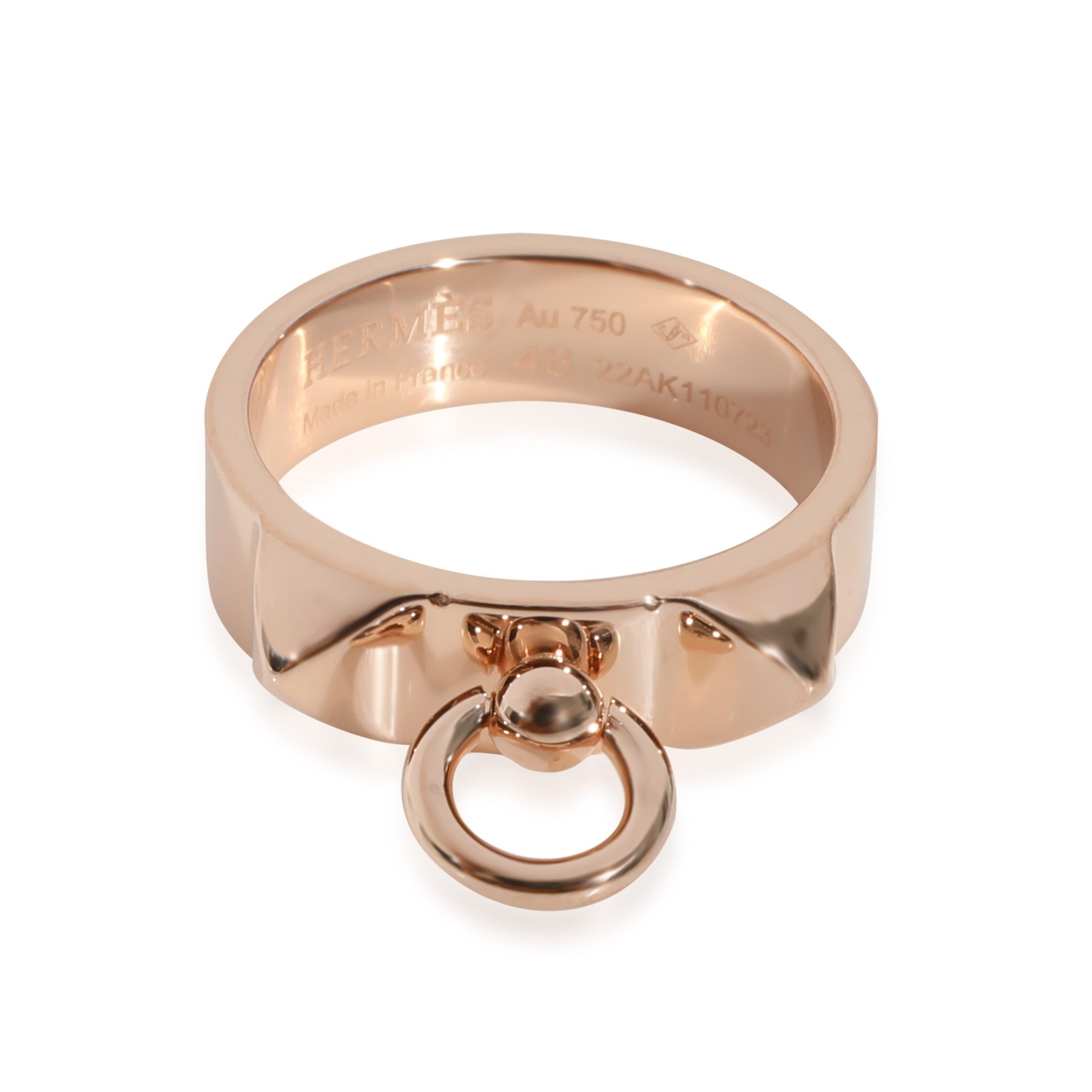 image of Hermes Collier De Chien Band In 18K Rose Gold, Women's