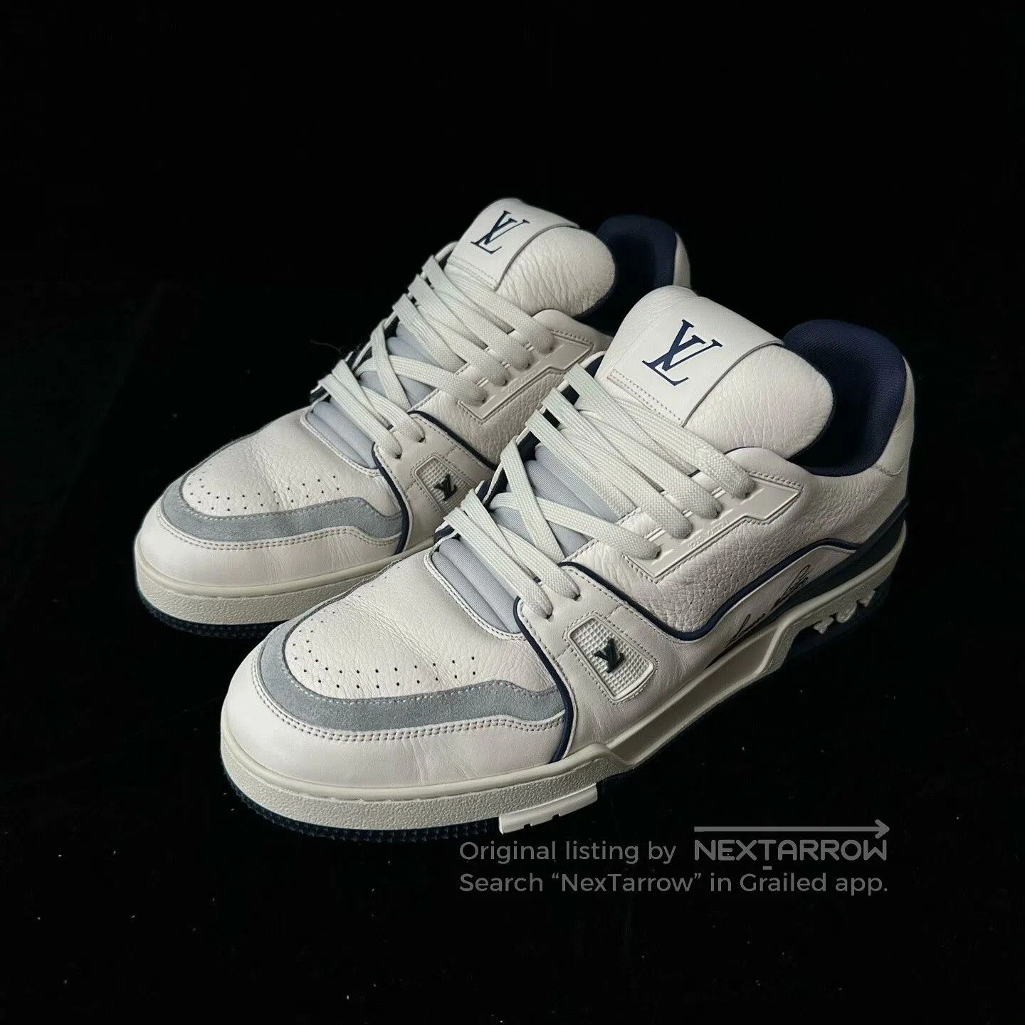 Louis Vuitton Louis Vuitton White Blue Sneakers. Size US 9 / EU 42 - 1 Thumbnail
