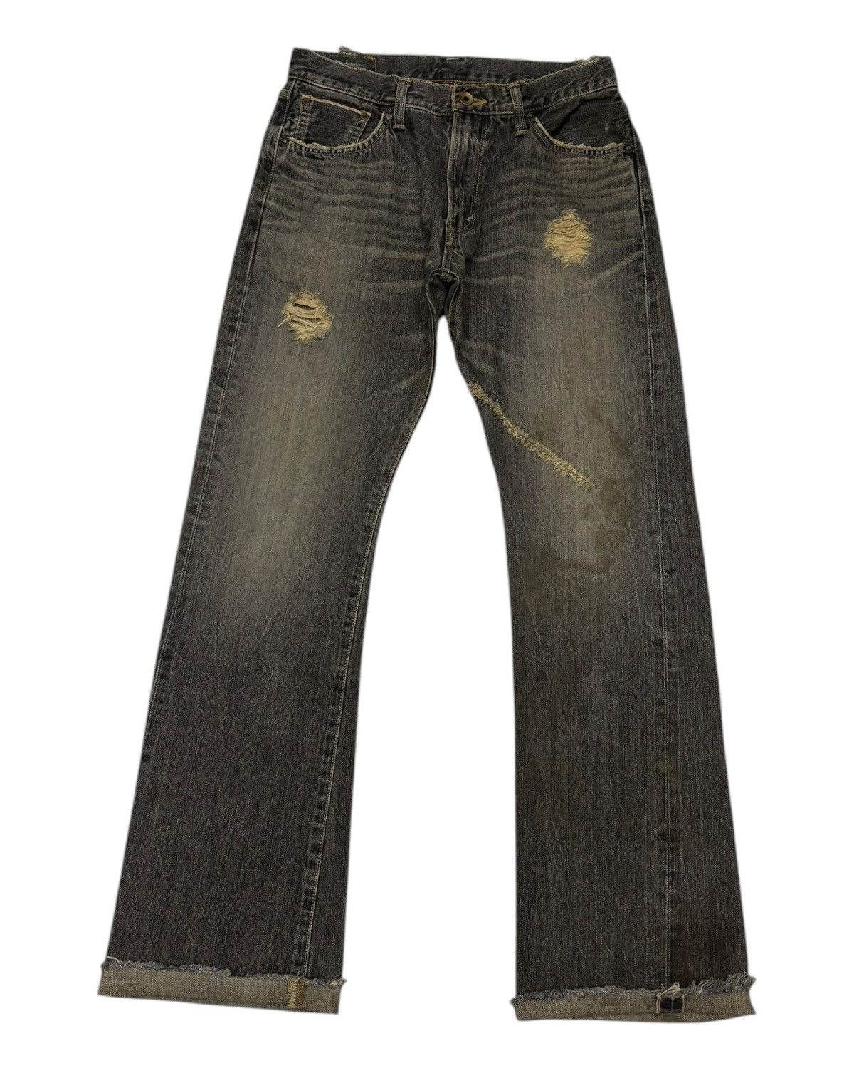 14th Addiction Flare Jeans Edwin 505s Selvedge Mud Wash Flare Denim Jeans Size US 29 - 10 Thumbnail