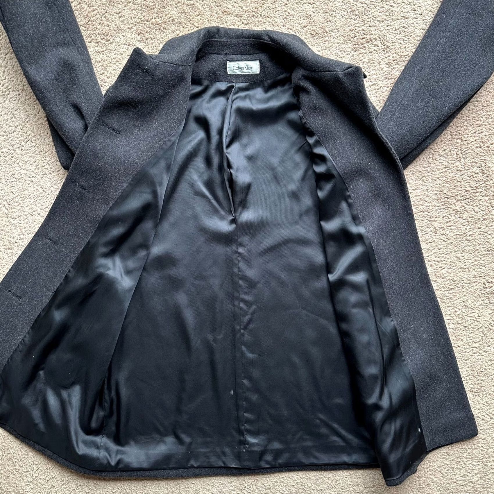 Calvin Klein Calvin Klein Coat Womens 8 100% Merino Wool Gray Jacket Size M / US 6-8 / IT 42-44 - 3 Thumbnail