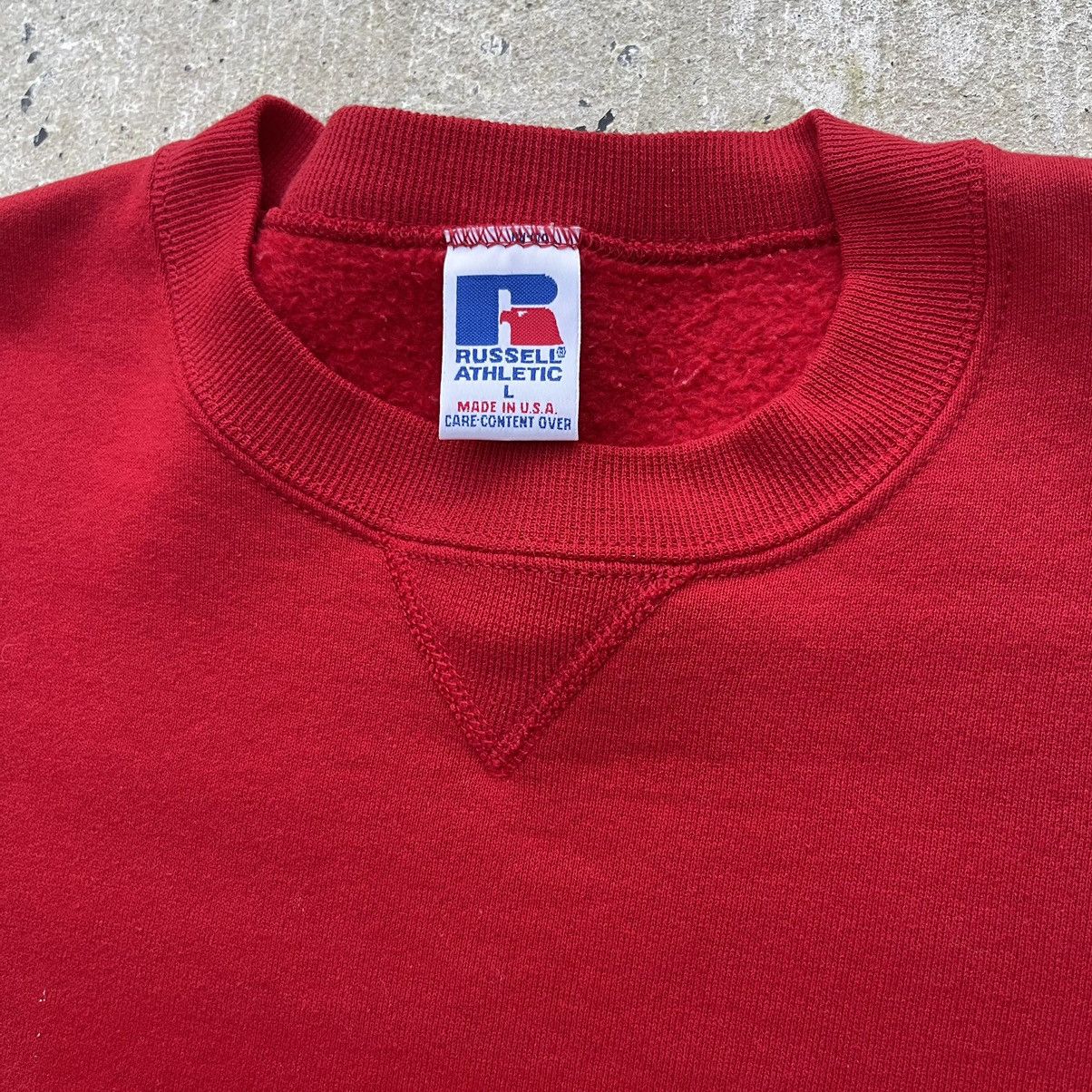 Russell Athletic Vintage 90s RUSSEL MADE IN USA Red Blank Crewneck Sweatshirt Size US L / EU 52-54 / 3 - 2 Thumbnail