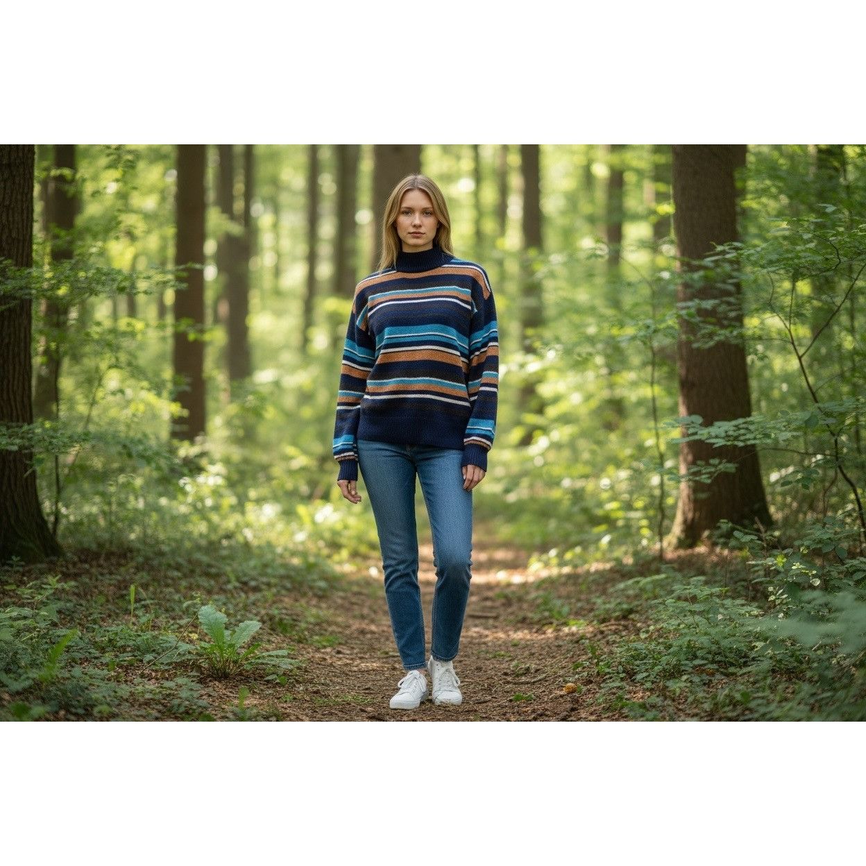 Other St. John’s Bay women’s Mock Neck, Button Back Striped Sweate Size M / US 6-8 / IT 42-44 - 15 Thumbnail
