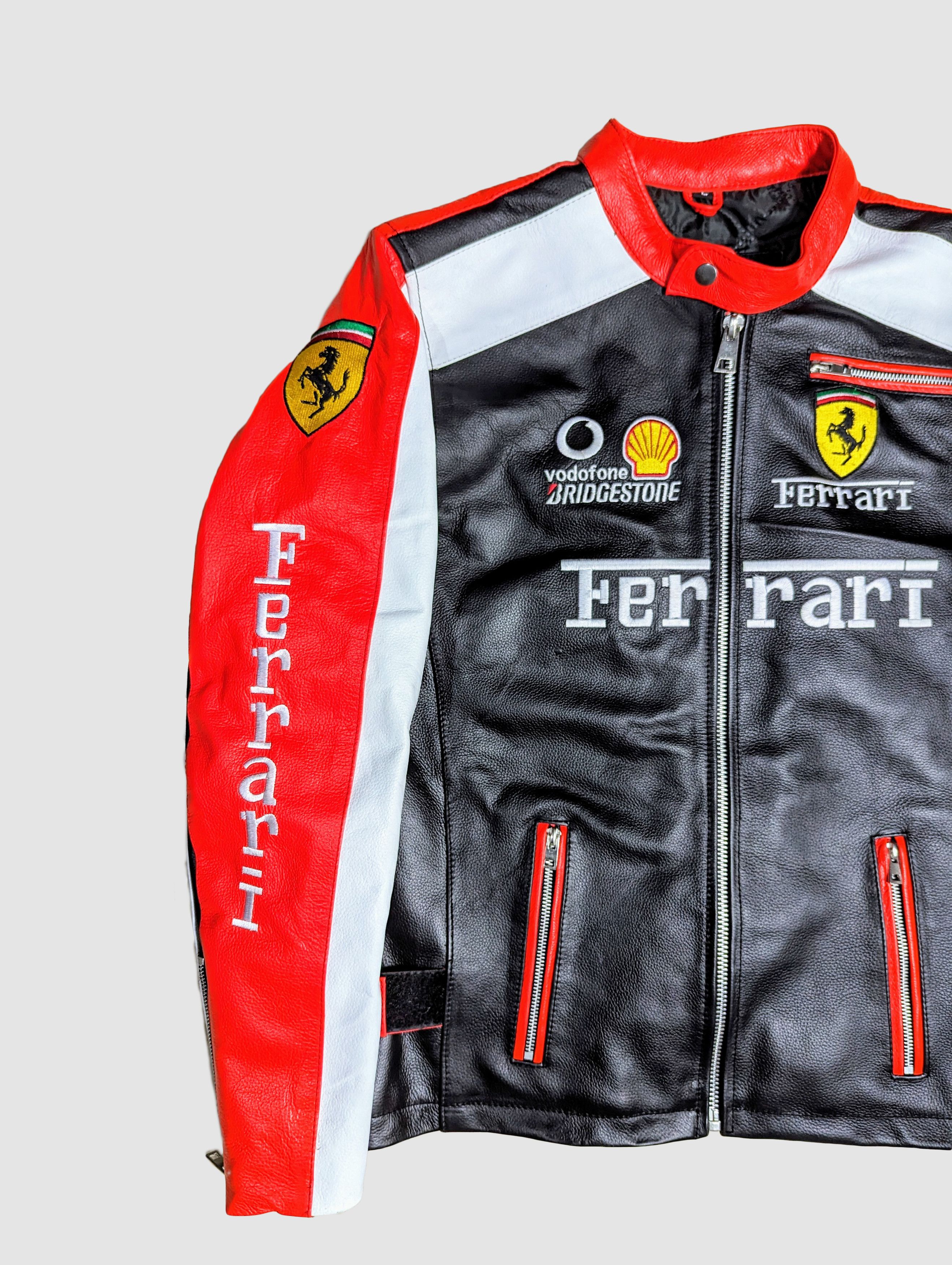 NASCAR FERRARI RACING LEATHER JACKET VINTAGE STREETWEAR Size US L / EU 52-54 / 3 - 3 Thumbnail