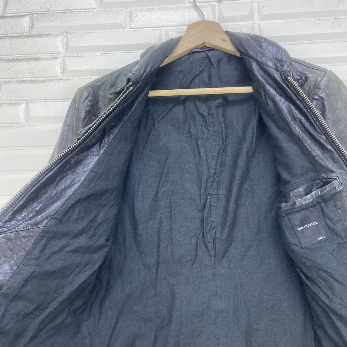 Ships Jet Blue Japanese Brand Ships Jet Blue Sheepskin Leather Jacket Size US XS / EU 42 / 0 - 19 Thumbnail