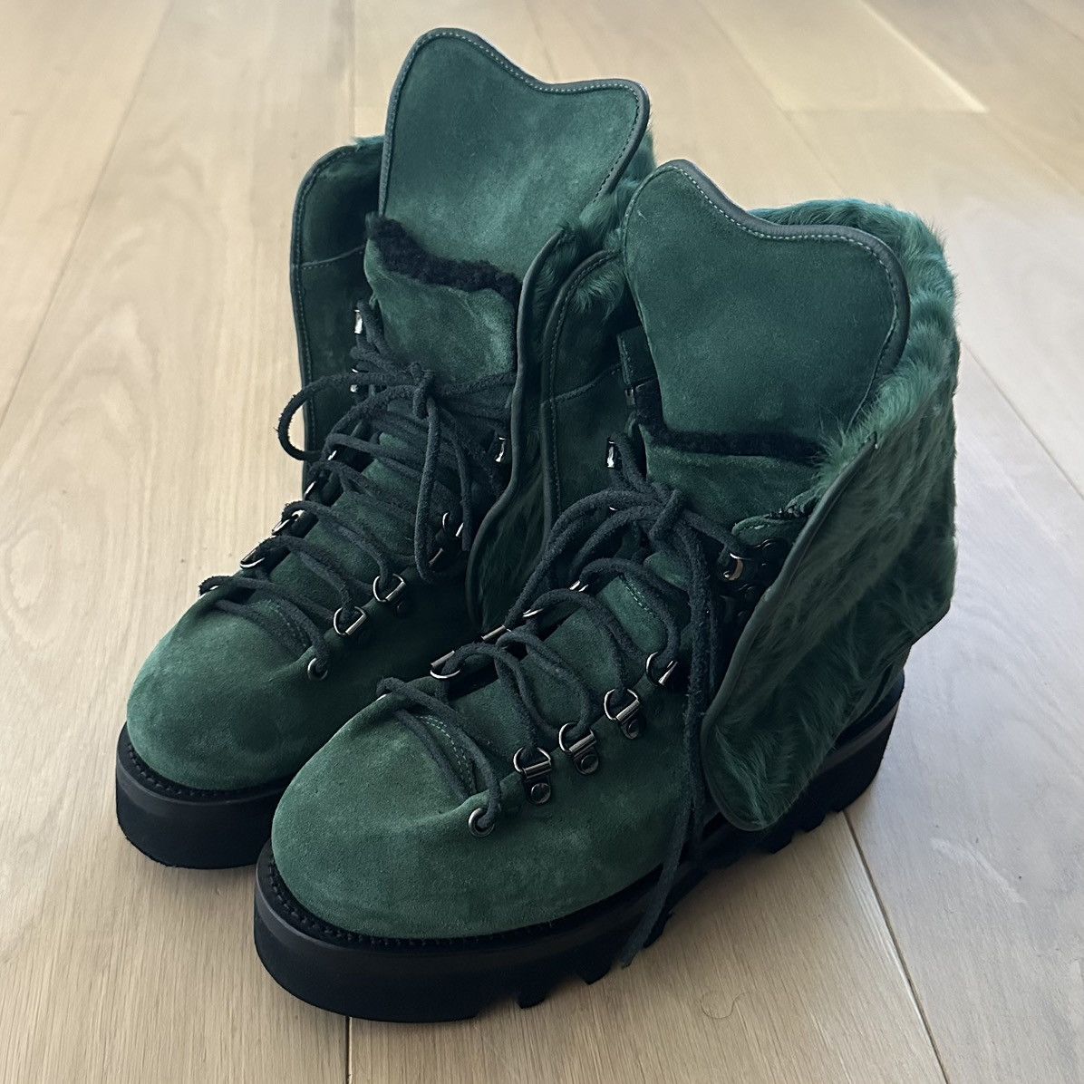 Ermanno Scervino 2-Way Detachable Sheepskin Flap Suede Mountain Boots Size US 8 / IT 38 - 4 Thumbnail