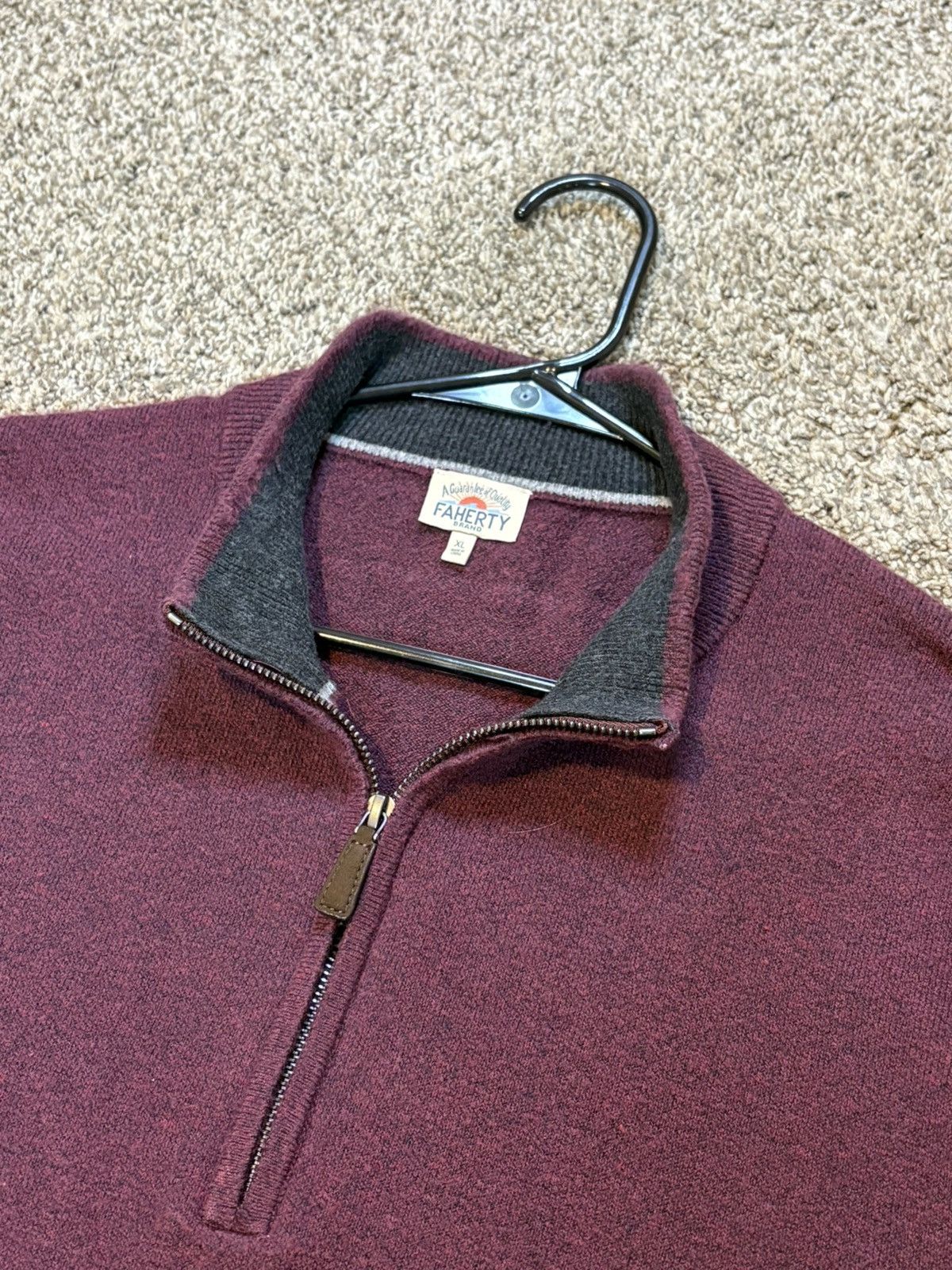 Faherty Faherty Jackson 1/4 Zip Pullover Sweater Mens XL Red Heather Size US XL / EU 56 / 4 - 6 Thumbnail
