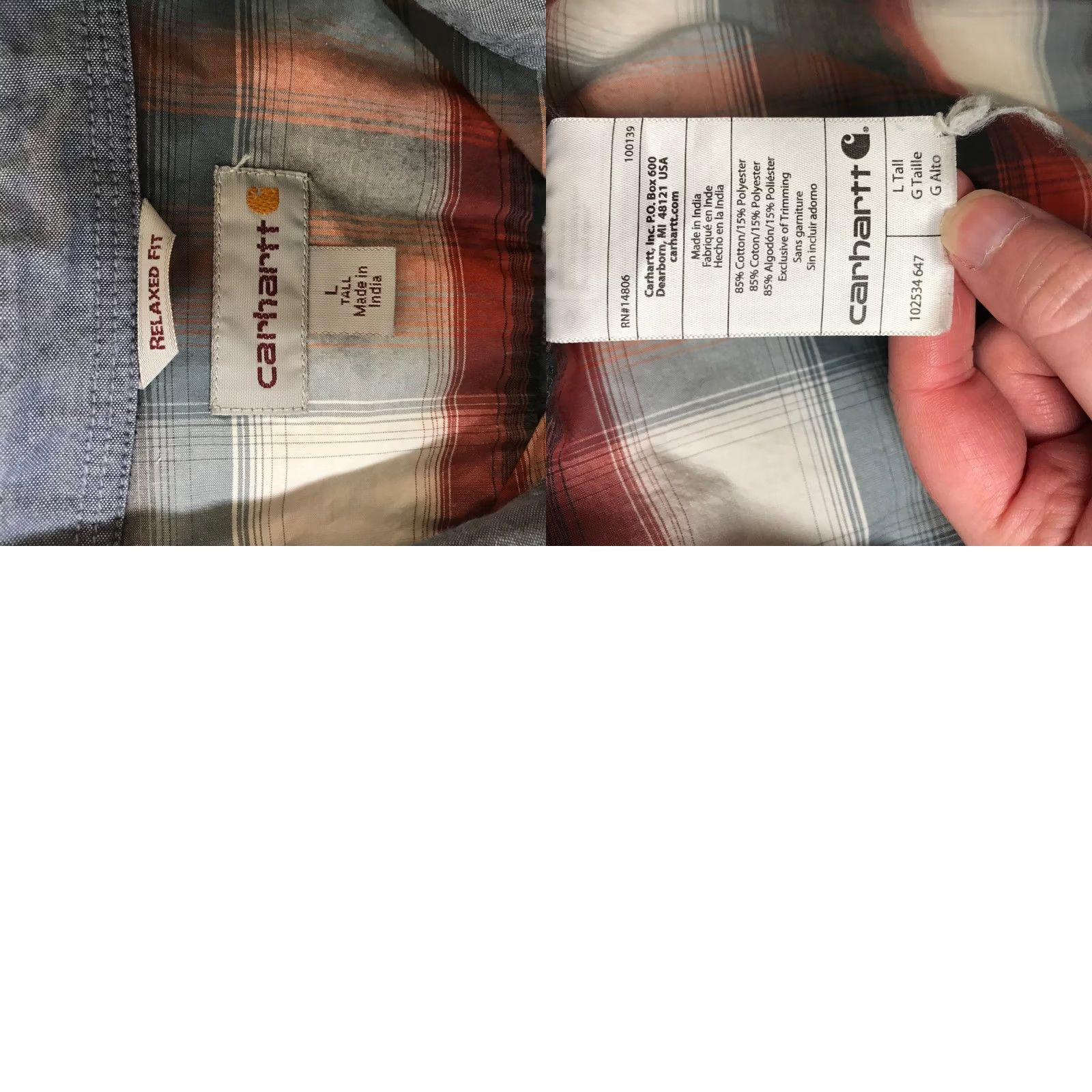 Carhartt Carhartt Mens Relaxed Fit Short Sleeve Plaid Shirt Red Gray L T Size US L / EU 52-54 / 3 - 8 Thumbnail
