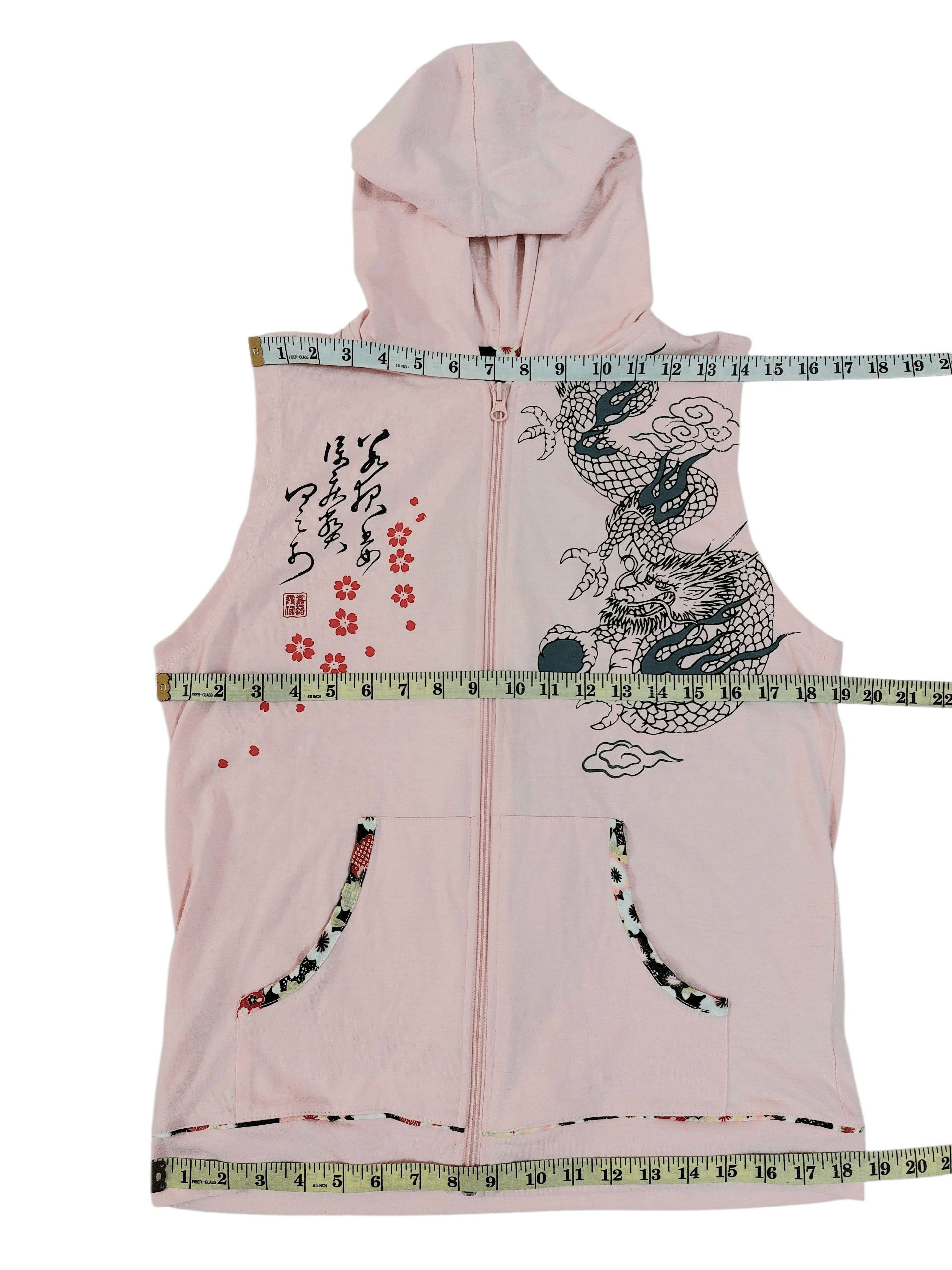 Dragonfly Sleeveless Hoodies Punk Sukajan Sakura Dragon Printed Size US M / EU 48-50 / 2 - 15 Thumbnail