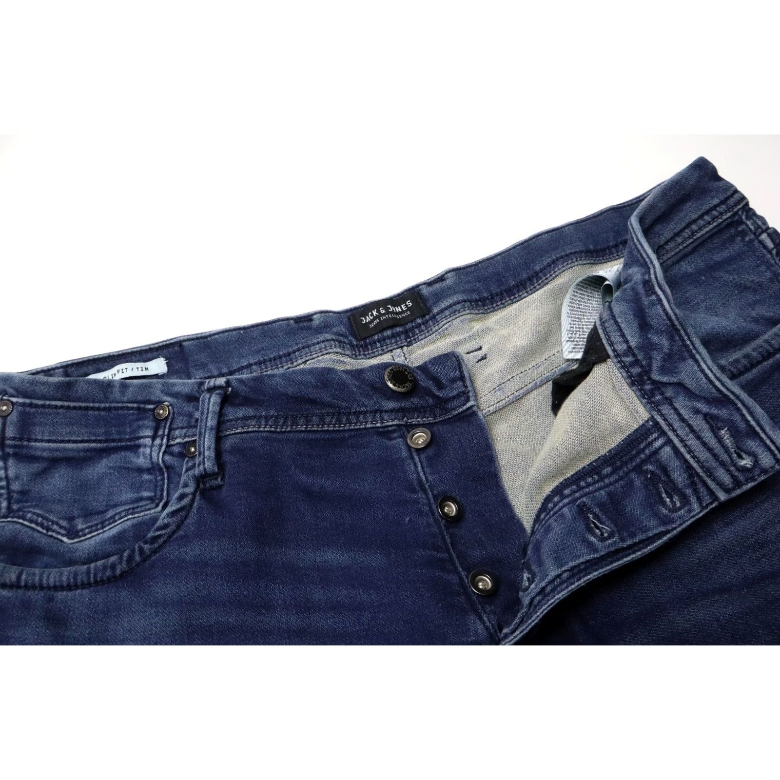Jack & Jones JACK & JONES Slim Fit/Tim Jeans Men's W36/L32 Blue Whiskers Faded Stretched Size US 36 / EU 52 - 4 Thumbnail