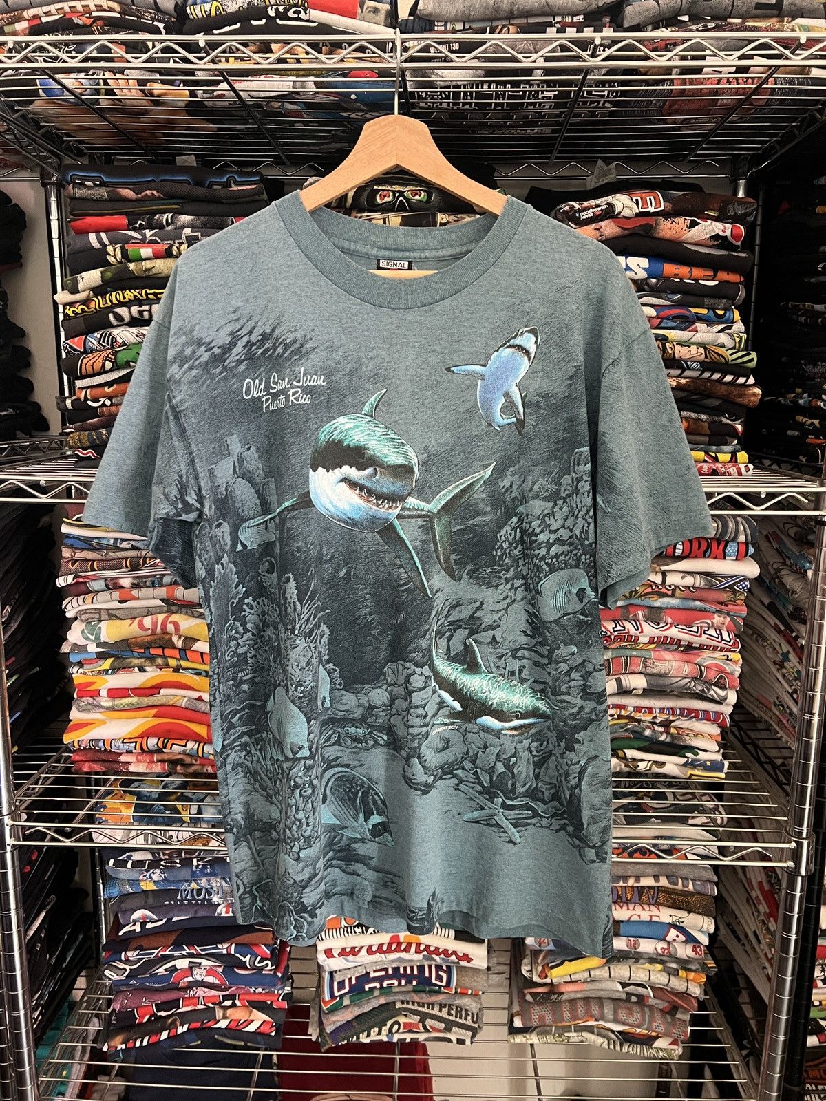 Habitat 1994 Old San Juan Puerto Rico Sharks AOP Nature Tee Size US L / EU 52-54 / 3 - 1 Thumbnail
