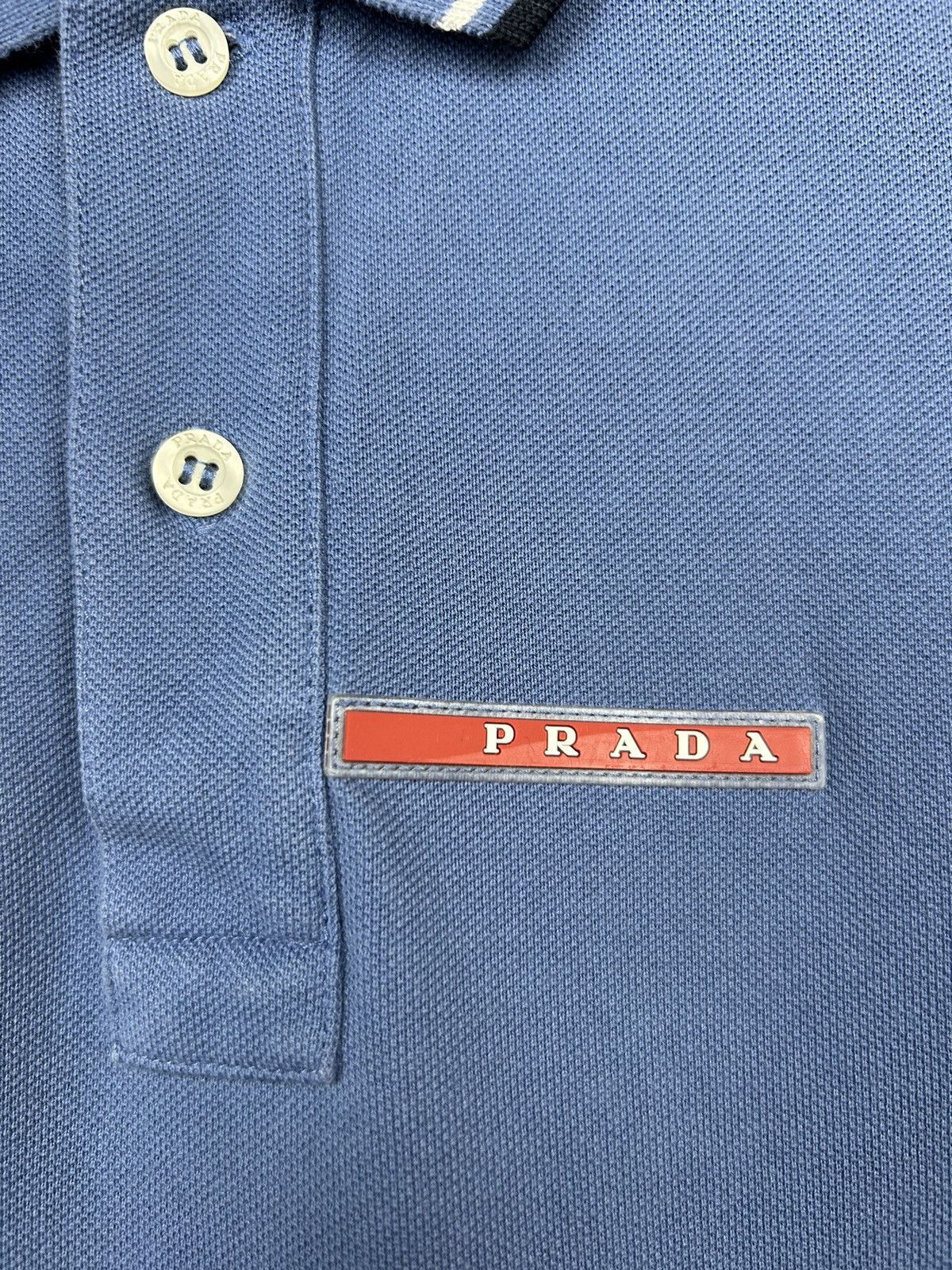 Prada × Vintage Prada Red Tab Logo Polo Shirt Size US L / EU 52-54 / 3 - 4 Thumbnail