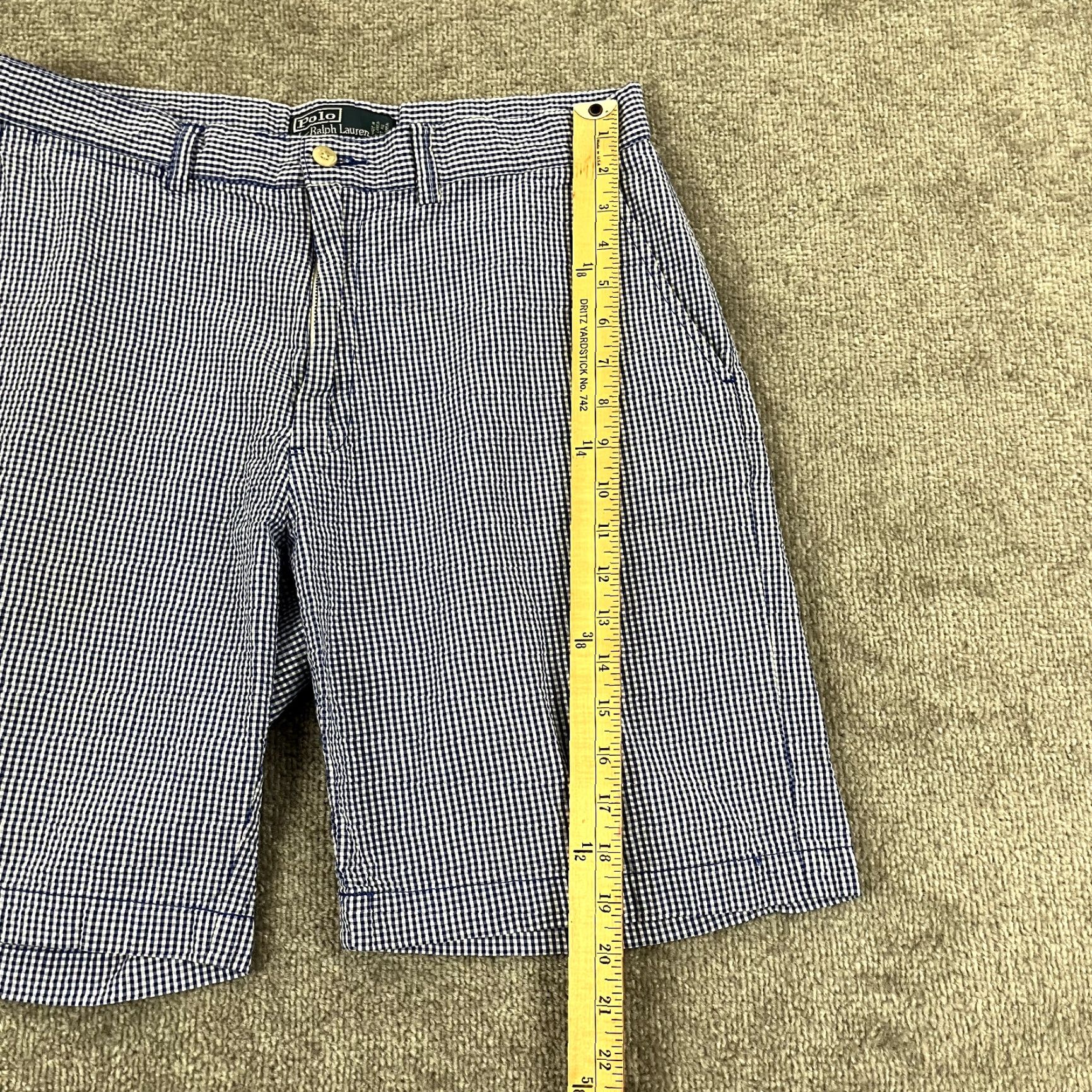 Polo Ralph Lauren POLO RALPH LAUREN Shorts Mens 33 x 8.5" White Blue Plaid Beach Preppy Casual Chino 5-Pocket Cotton Regular Mens Beach, Outdoor, Preppy Size US XS / EU 42 / 0 - 4 Thumbnail