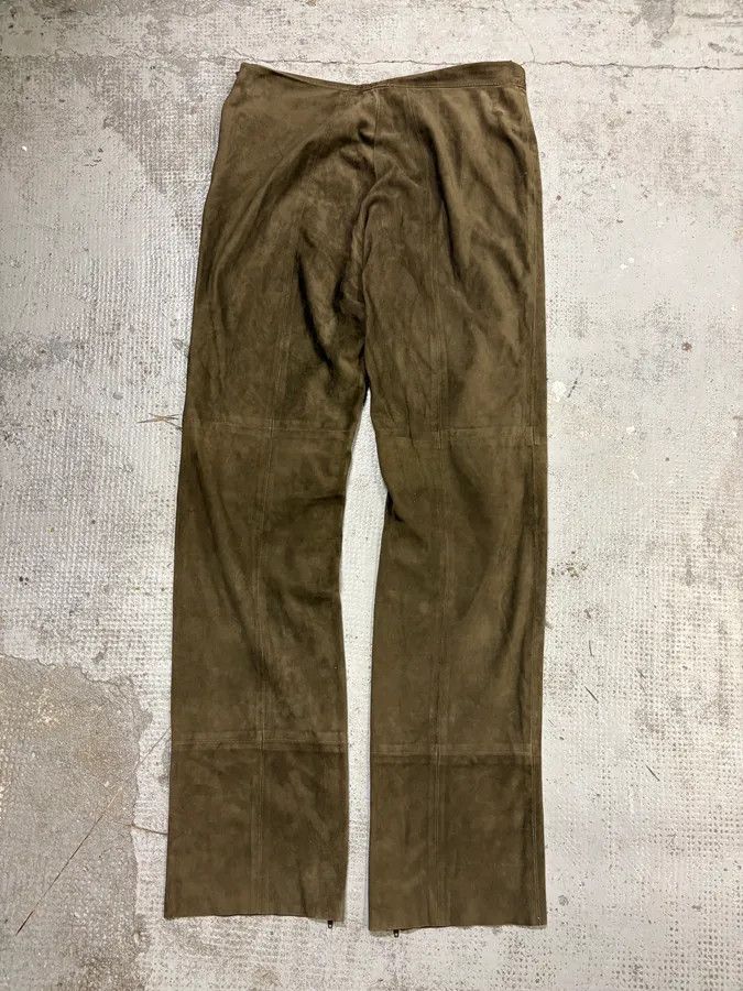 Gianfranco Ferre 2000s Gianfranco Ferré Khaki Suede Leather Pants Size US 30 / EU 46 - 6 Thumbnail