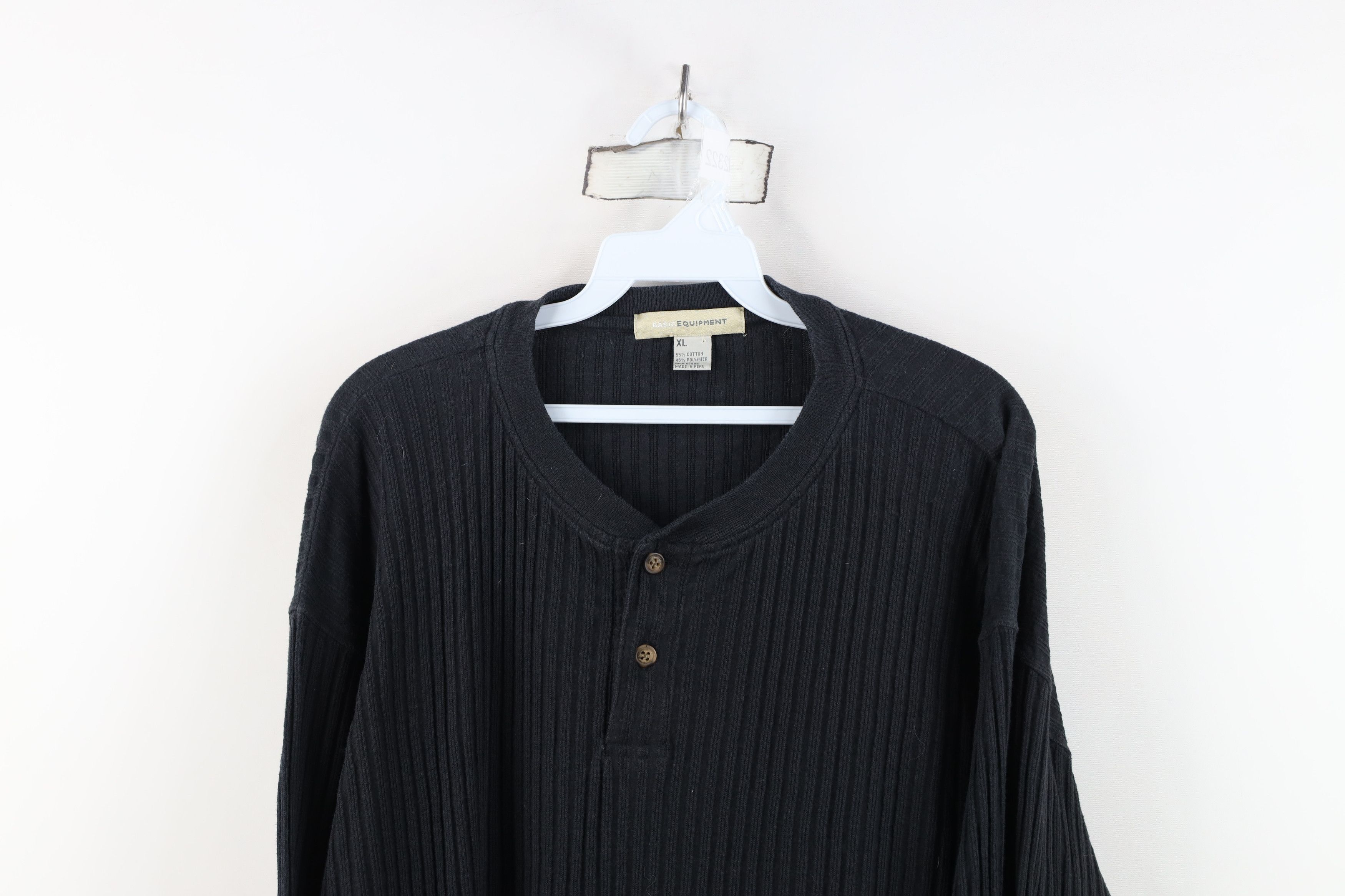 Vintage Vintage 90s Streetwear Ribbed Long Sleeve Henley T-Shirt Size US XL / EU 56 / 4 - 2 Thumbnail