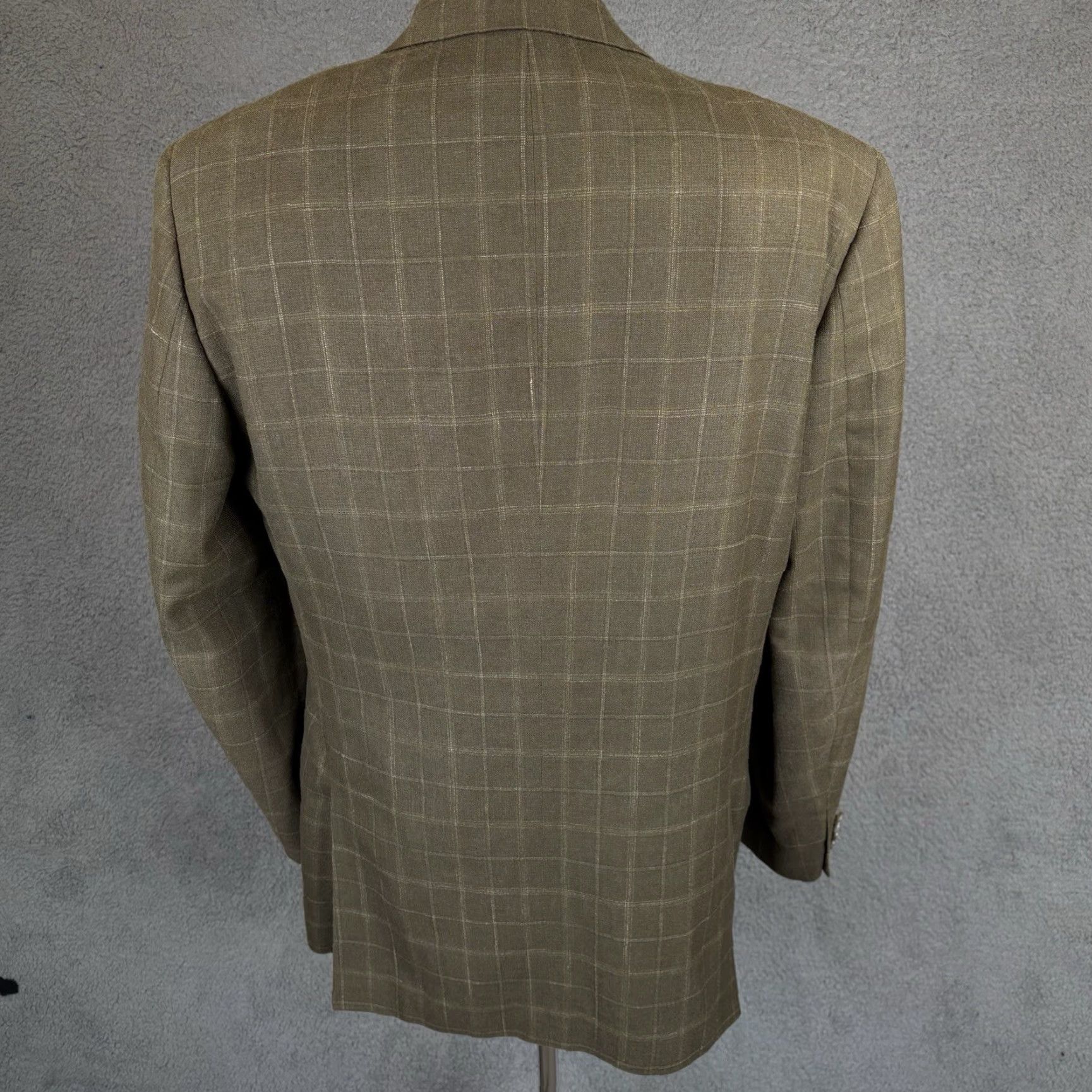 Nordstrom Nordstrom John W. Nordstrom Sport Coat 42L Olive Windowpane Notch Lapel 3-Button Slim Wool Silk Linen Jacket Coat Men Regular Long Size US XS / EU 42 / 0 - 4 Thumbnail