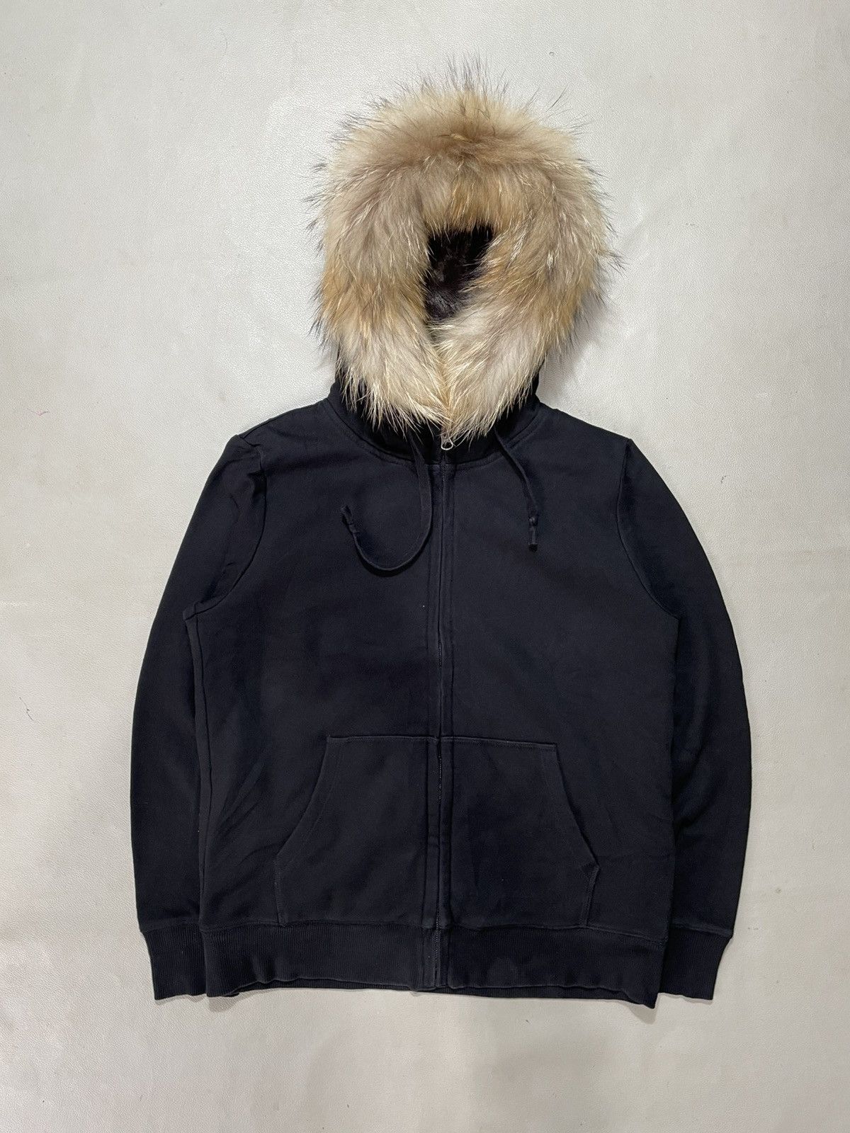 Japanese Black Fleece zip fur Hoodie uniqlo