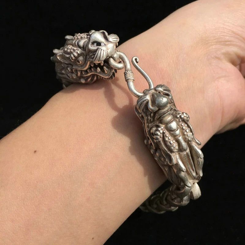 Jewelry Exquisite Chinese Rare Tibetan Handwork Dragon Bracelet Size ONE SIZE - 2 Thumbnail