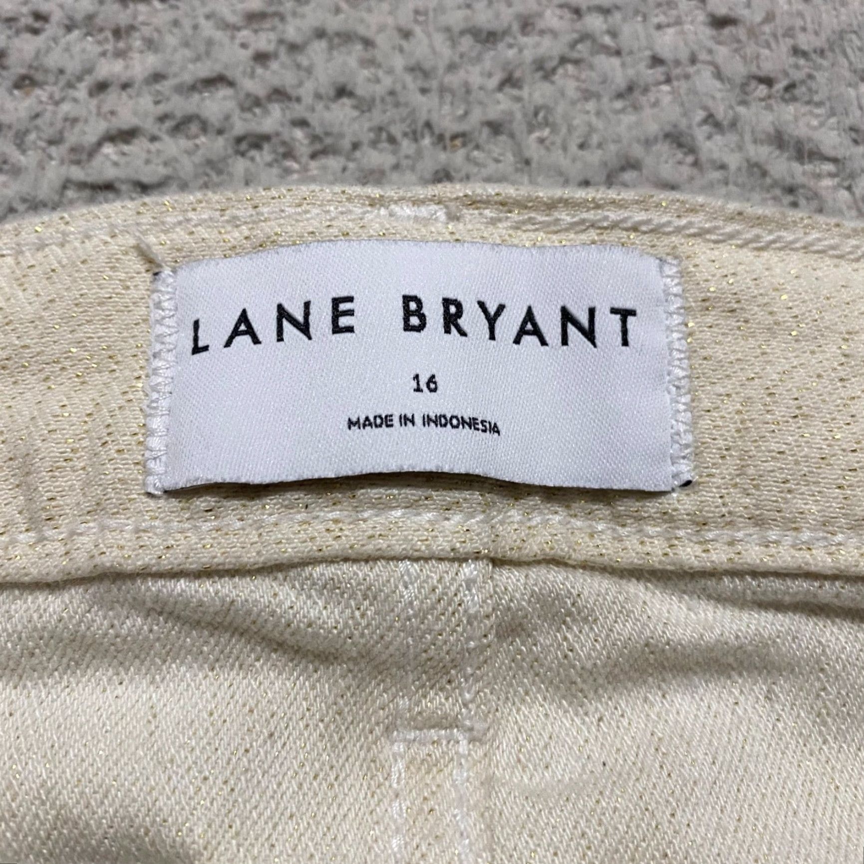 Vintage Lane Bryant Womens Jeans 16 Plus Ivory Denim Mid Rise Straight 5-Pocket Stretch Regular Size 38" / US 16 / IT 52 - 3 Thumbnail