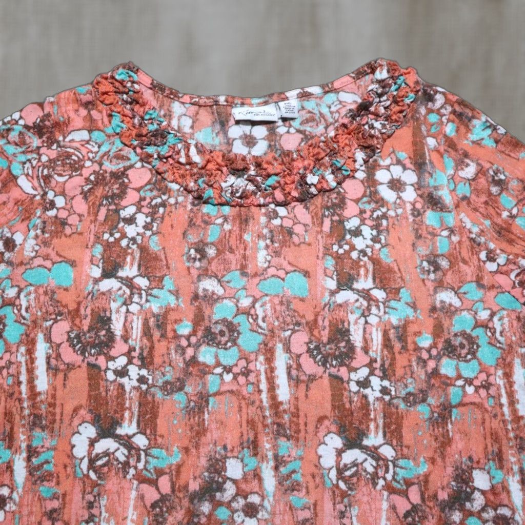 Vintage VINTAGE Kim Rogers Floral Blouse Shirt Petite Women's Cotton 3/4 Sleeve Casual Fall Spring Summer Winter Size XL / US 12-14 / IT 48-50 - 1 Thumbnail