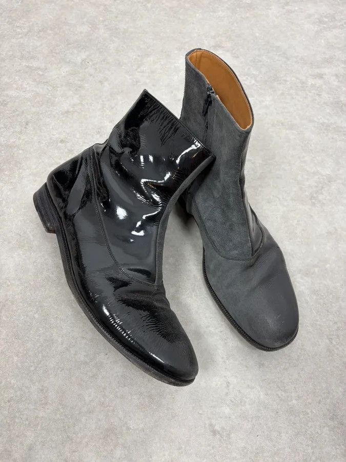 Maison Margiela Maison Margiela Black & Grey Patent Leather Hybrid Boots Size US 10 / EU 43 - 5 Thumbnail