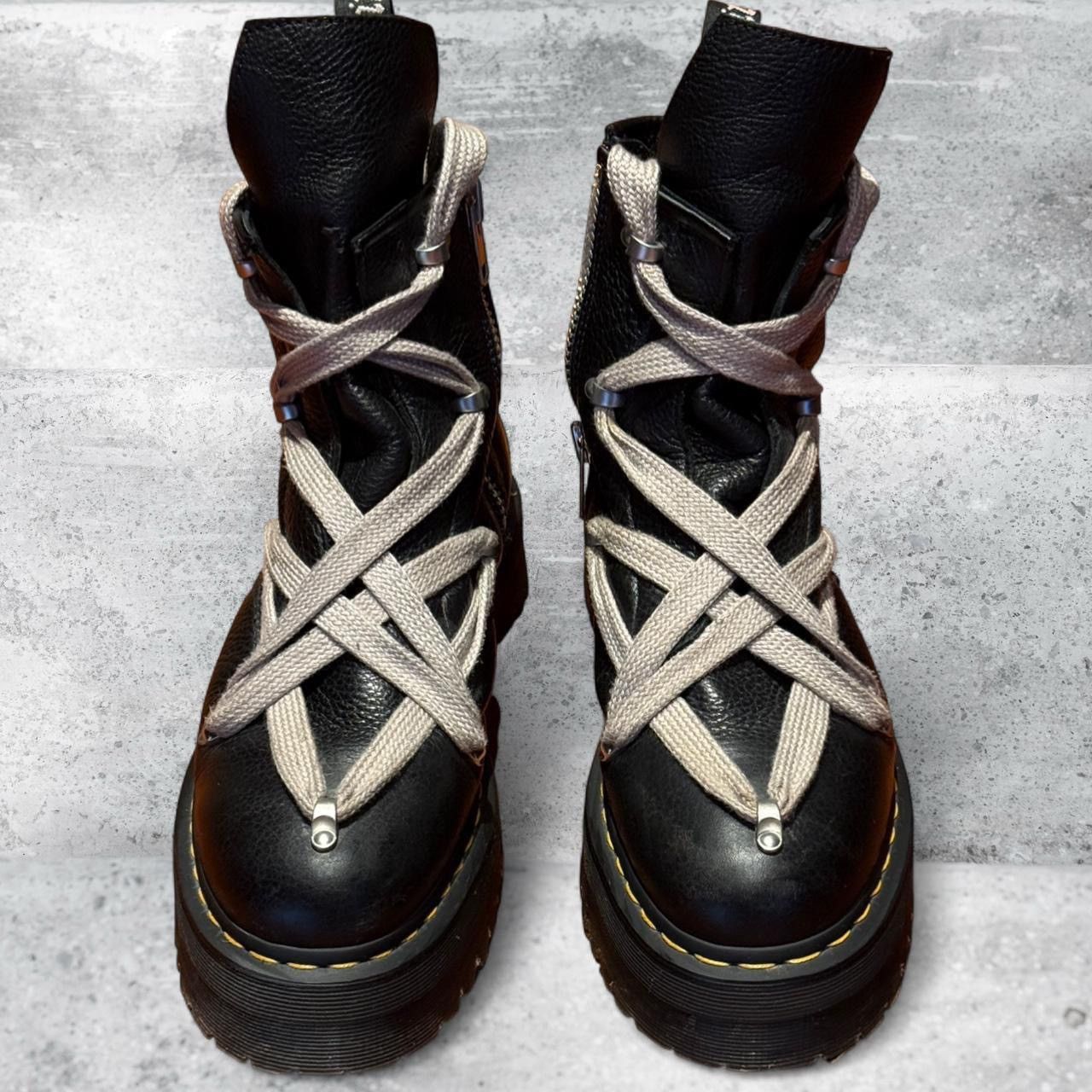 Dr. Martens × Rick Owens Dr. Martens 1460 Quad Leather Sole Pentagram Rick Owens Size US 12 / EU 45 - 2 Thumbnail