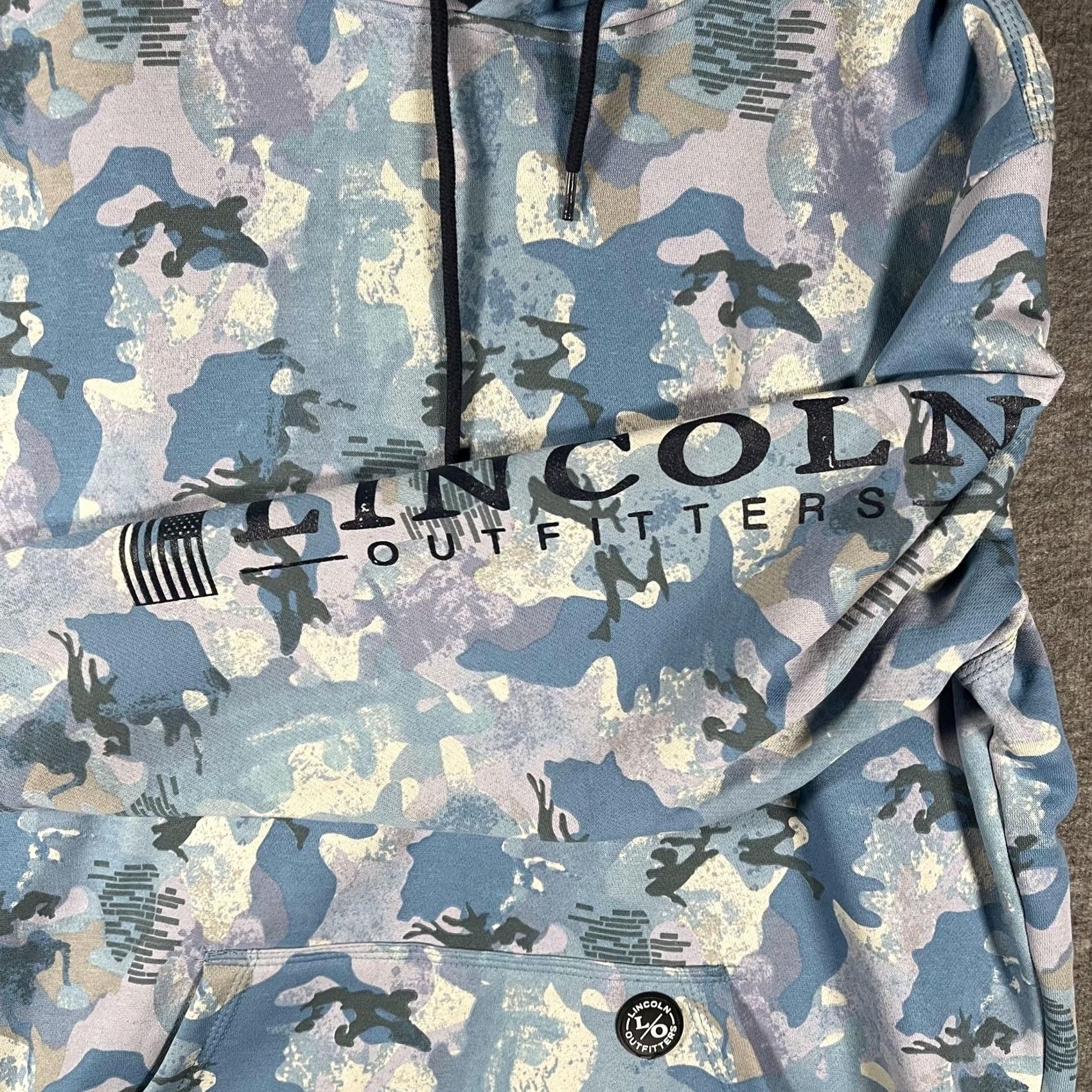 Vintage Lincoln Outfitters Hoodie Mens L Blue Camo Quarter Zip Pullover Fleece Lined Size US L / EU 52-54 / 3 - 3 Thumbnail