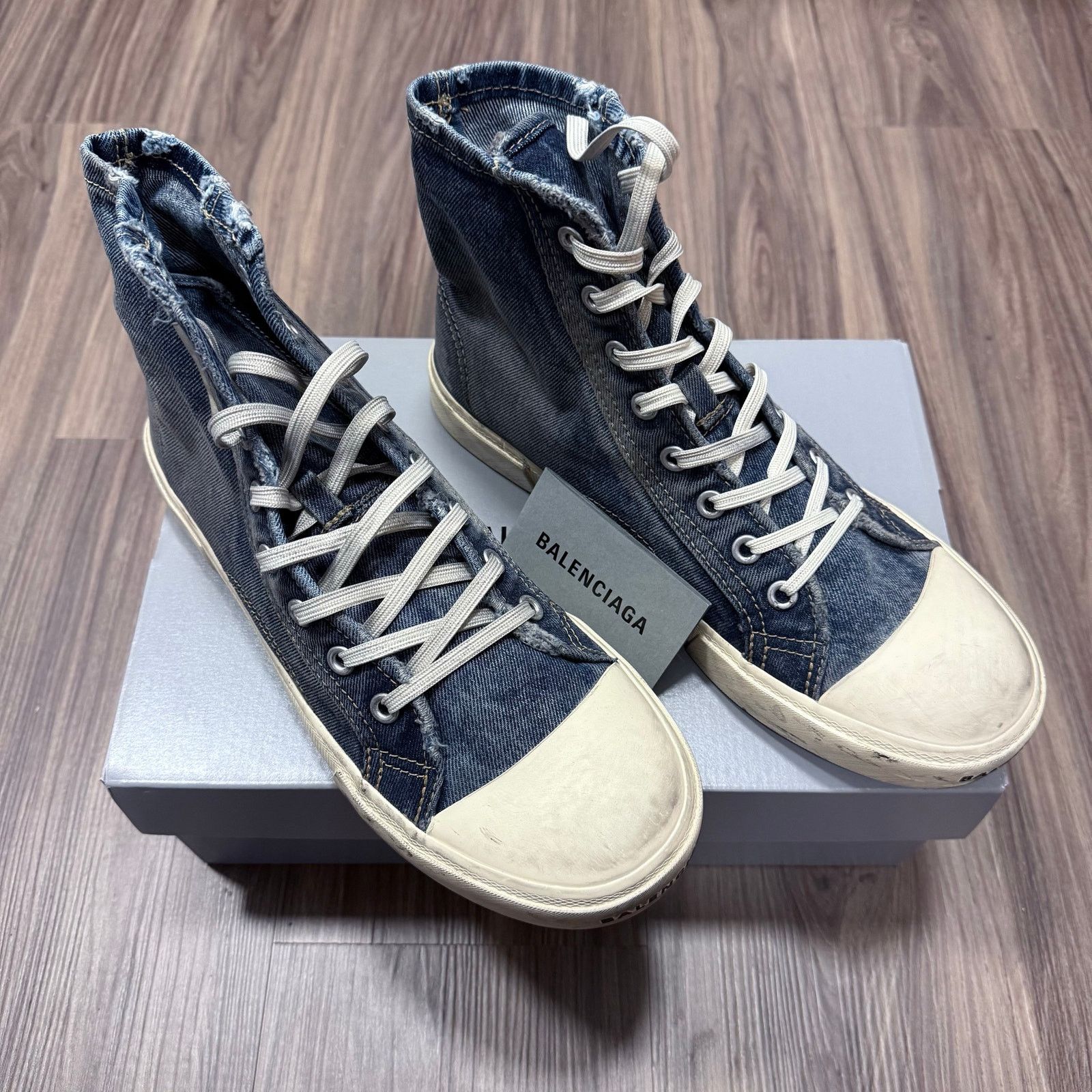Balenciaga NWB Balenciaga Paris mid 90's Denim High Top Sneaker | EU44 Size US 11 / EU 44 - 2 Thumbnail