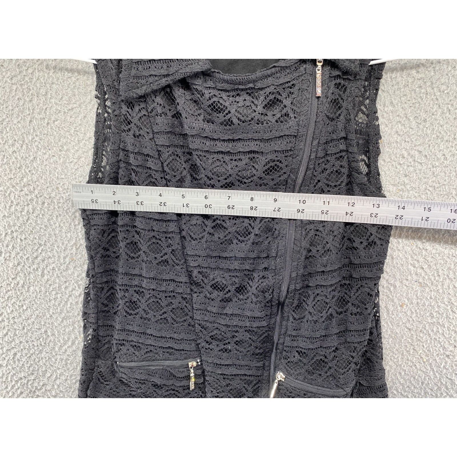 Vintage Ethyl Lace Full Asymmetrical Zip Lined Sleeveless Vest Womens Size S Black Vest Womens Small Zip Lace Size S / US 4 / IT 40 - 4 Thumbnail